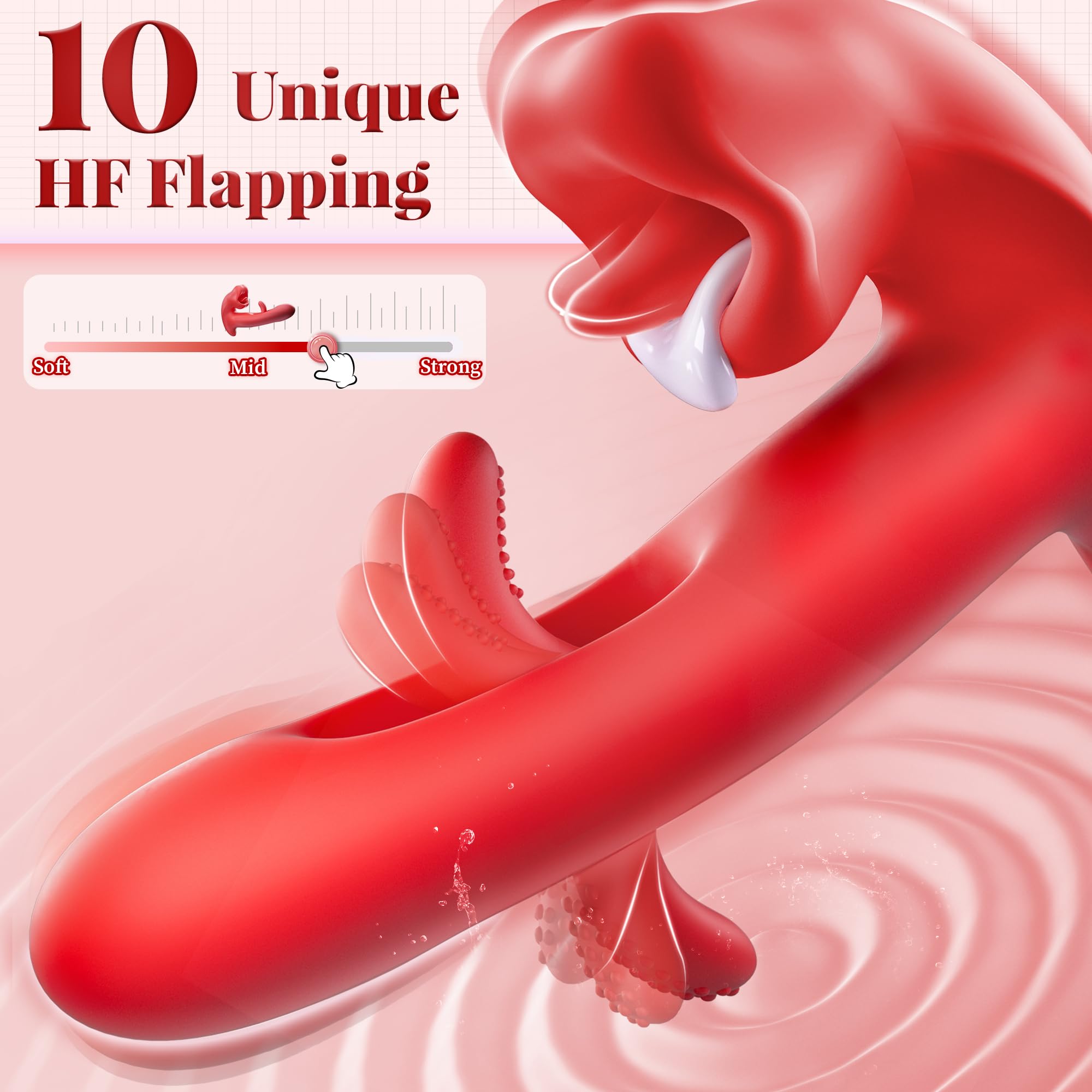 FOBONO Rose Vibrator for Women - 7 Kissing Patterns, 7 Vibration Intensities & 10 Flapping Modes G Spot Stimulator, Adult Sex Toy for Solo Play & Couples Intimacy | Perfect for Bedroom Fun, Anniversary Gifts & Sensual Massage