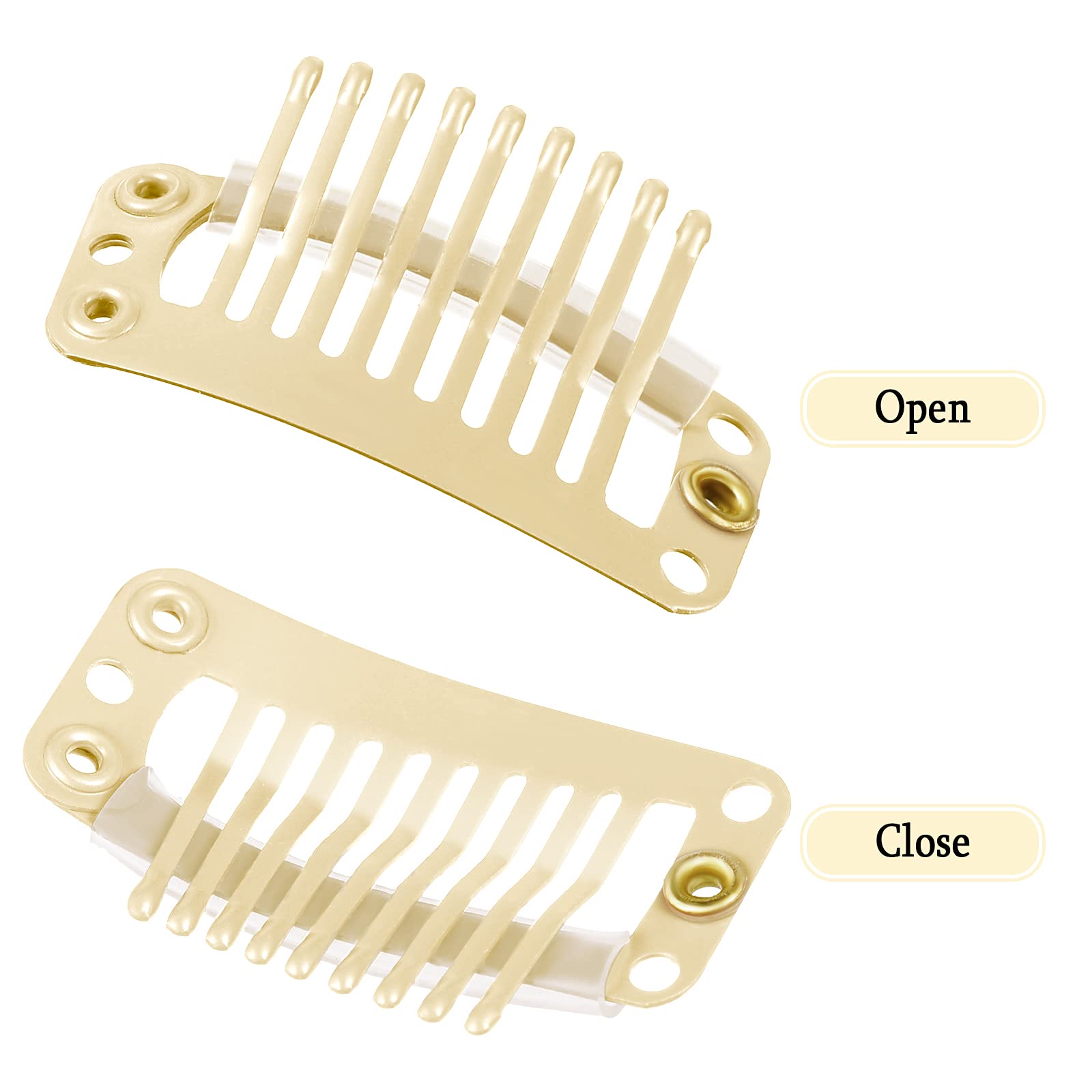 30 Pieces 32mm 9-Toothed Hair Extension Clips - Snap On Wig Clips for Women, Beige - Secure Hair Extensions & Wigs - Perfect for DIY Styling, Cosplay, and Daily Hair Volume Enhancement