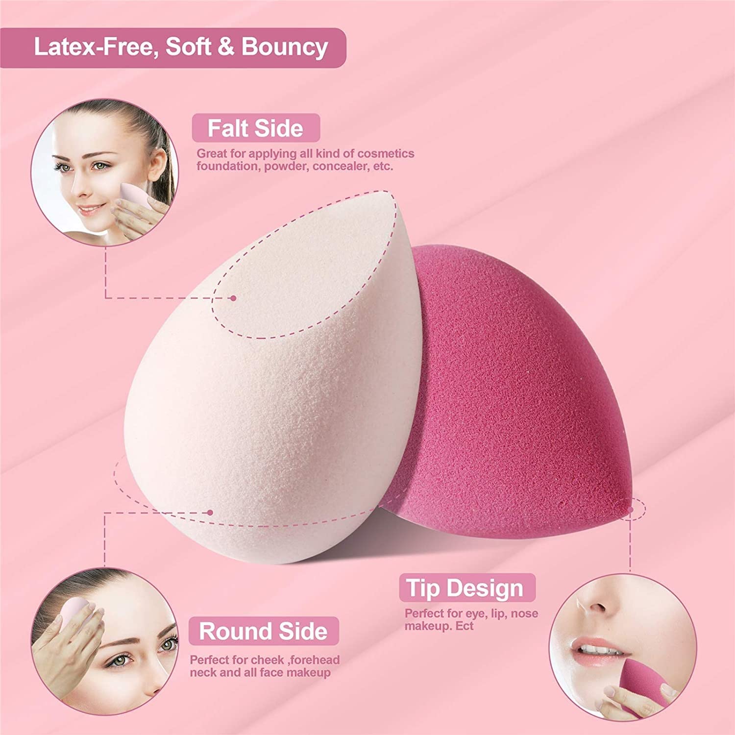 Gonegal 7Pcs Beauty Blender Sponge Set with Storage Jar (4 Large + 3 Small) - Makeup Sponges for Flawless Foundation, Concealer & Powder Application - Perfect for Home, Travel & Professional Makeup Kits