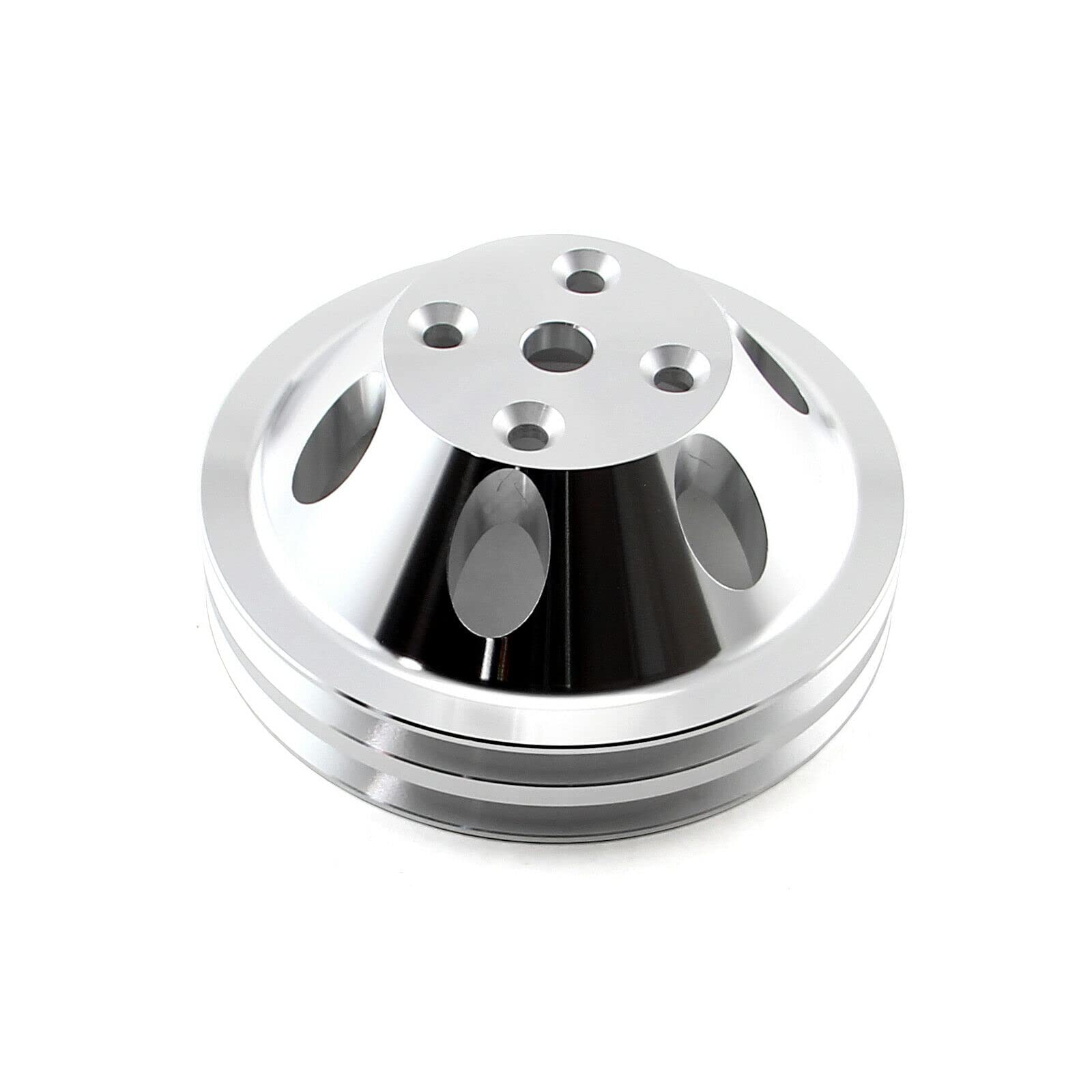 High Performance SBC 350 Billet Aluminum Long Water Pump with 2-Groove Pulley - Perfect for Chevy Small Block Engine Upgrades & Racing Applications