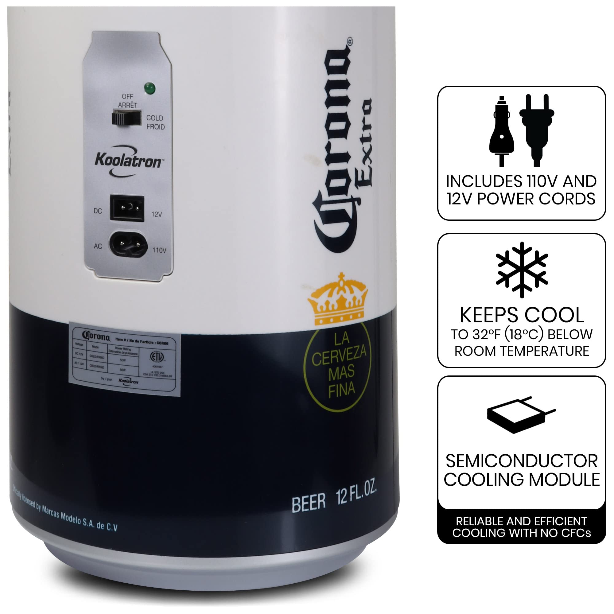 8 Can Portable Mini Fridge - 5.4L (5.7 qt) Beer Cooler with 12V DC/110V AC Power for Home, Office, Travel | Compact Refrigerator for Drinks, Snacks, Lunch | Perfect for Camping, Road Trips, Dorms & RV Adventures