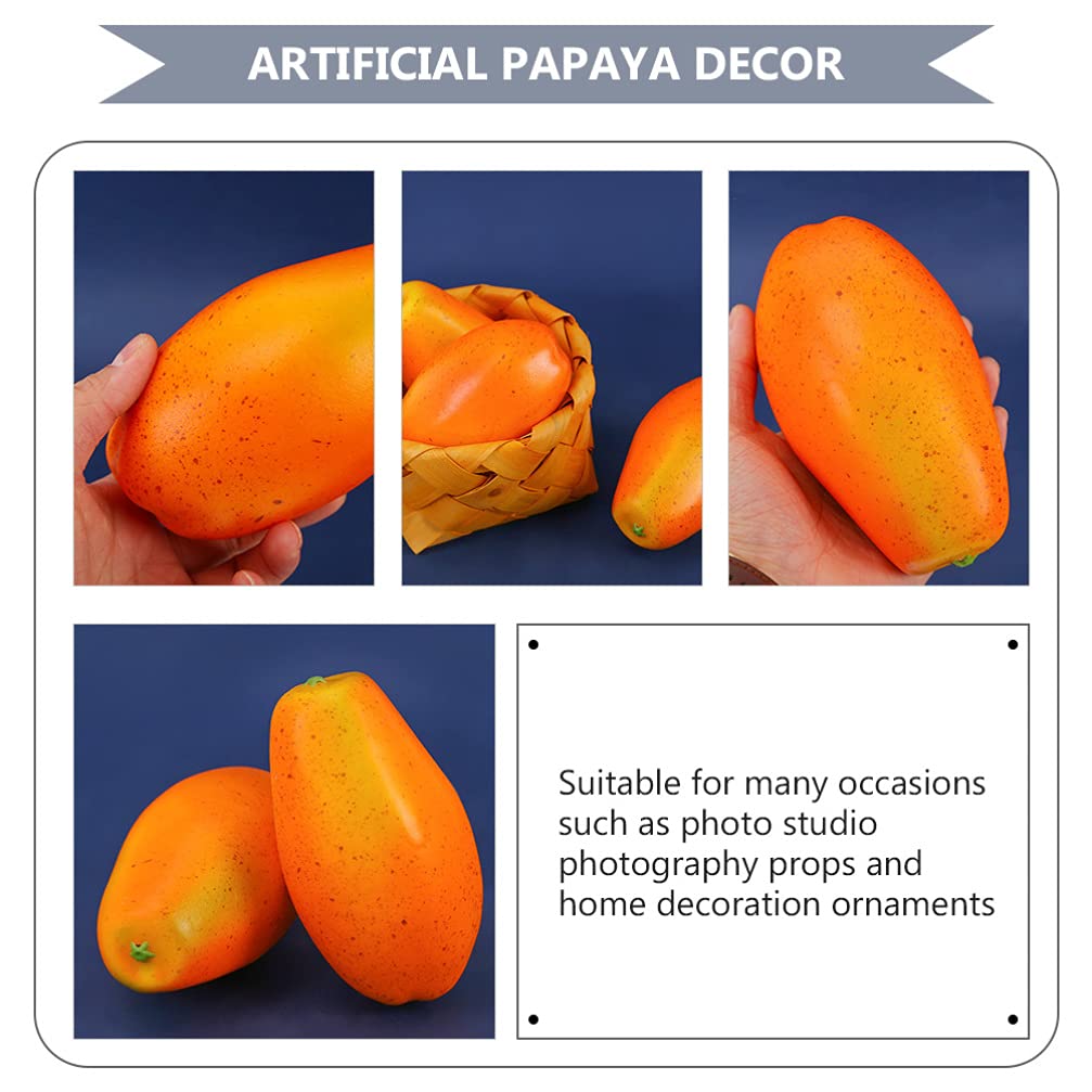 VALICLUD 1pc Realistic Artificial Yellow Papaya Fake Fruit - Lifelike PU Resin Kitchen Decor, Party Table Centerpiece, Food Display Prop, Photography Backdrop, Home Styling Accessory
