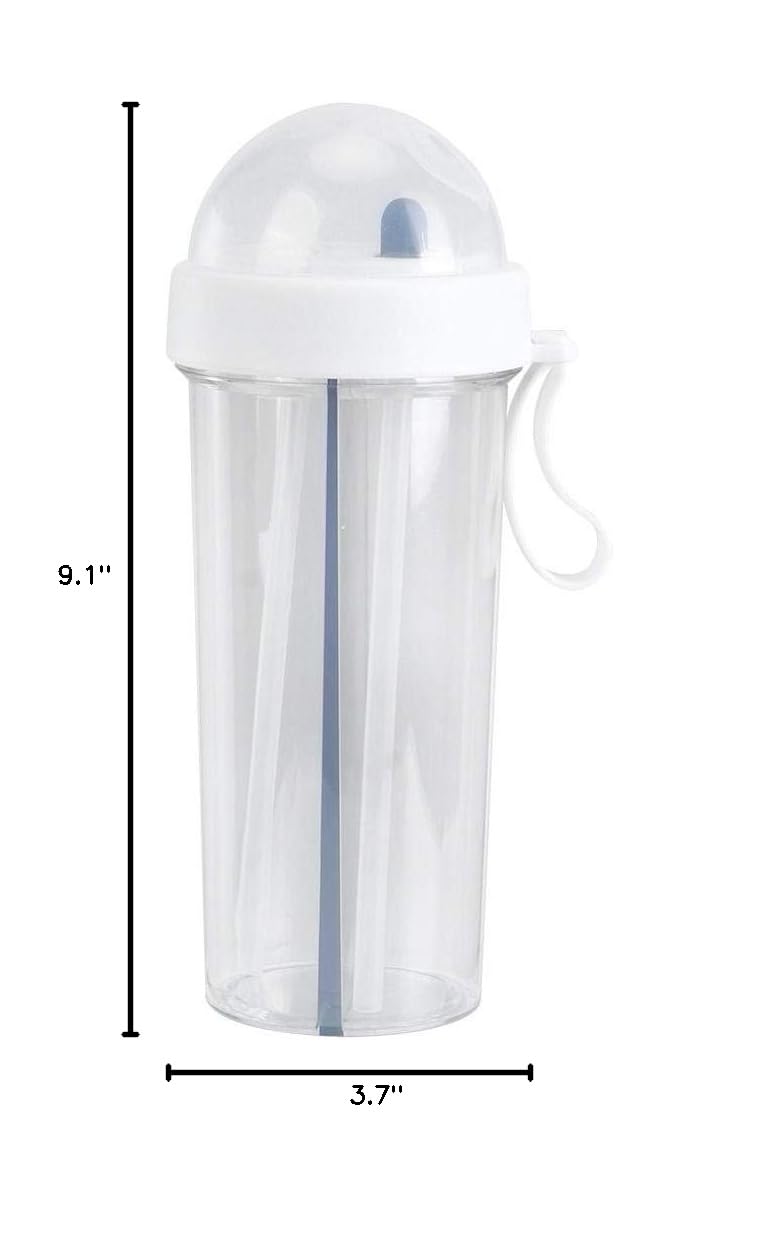 600ml Dual Use Water Bottle with Straw - Insulated Stainless Steel Sports Water Cup for Gym, Hiking, Camping & Travel (White) - Keep Hydrated at Home, Office or Outdoor Adventures