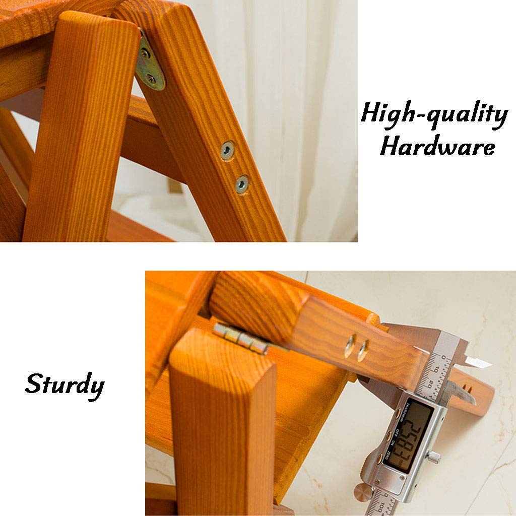 Natural Wood Folding Step Stool with Ladder - 3 Step Portable Stool Chair, Bookshelf, Home Library - 150kg Weight Capacity, Walnut Color - Perfect for Kitchen, Bathroom, Garage & Home Organization