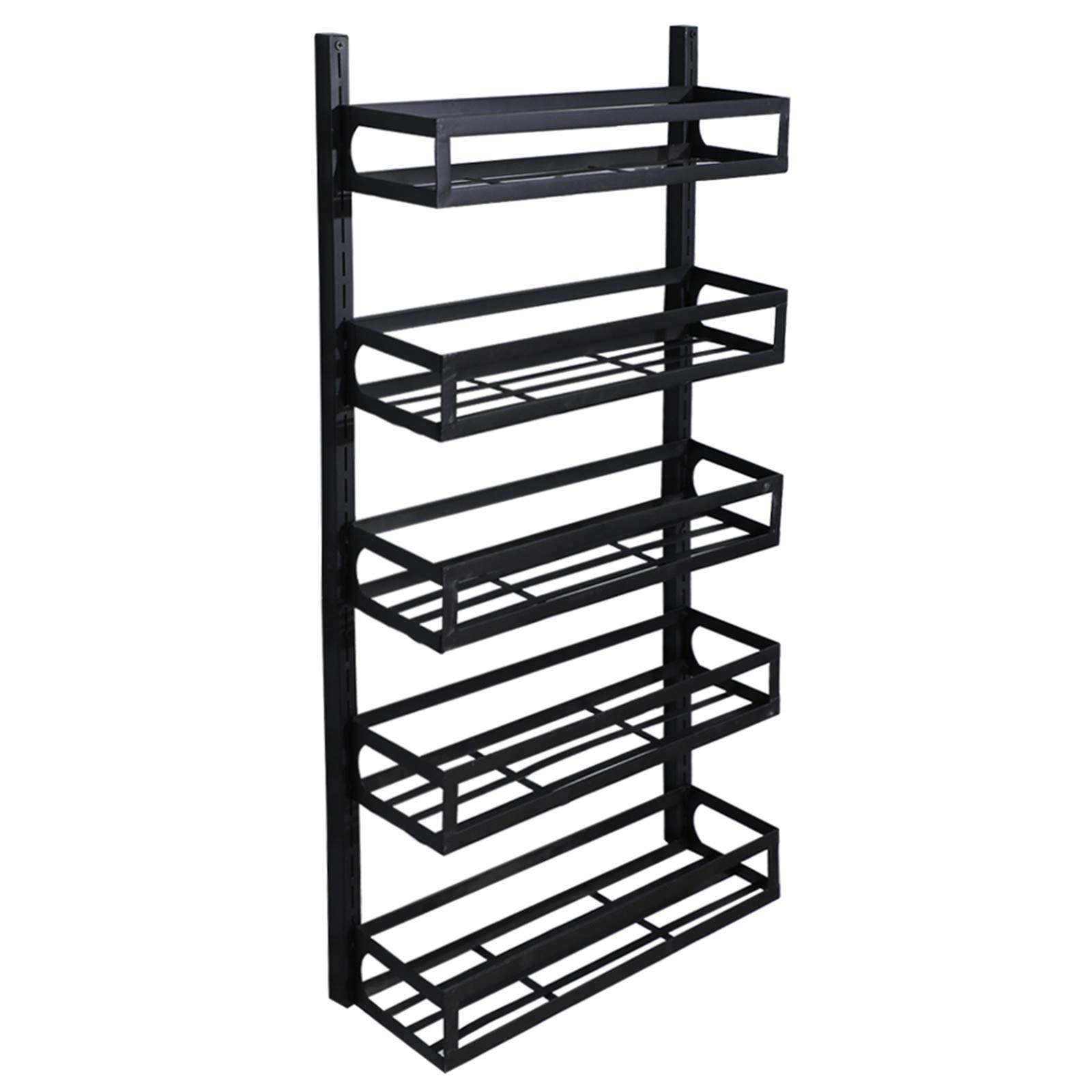 Bysesion GT1-XJ 5-Tier Adjustable Wall Mount Spice Rack Organizer - Hanging Kitchen Shelf for Spices, Jars & Condiments - Perfect for Pantry, Cabinet & Small Space Organization