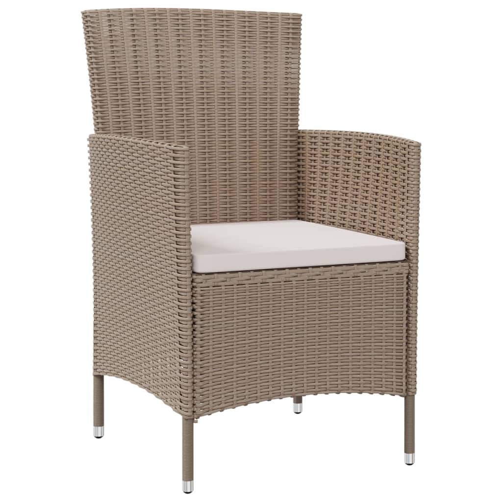 vidaXL Durable Poly Rattan Patio Chairs with Thick Padded Cushions - Beige/Cream Outdoor Furniture Set for Garden, Poolside & Backyard Relaxation