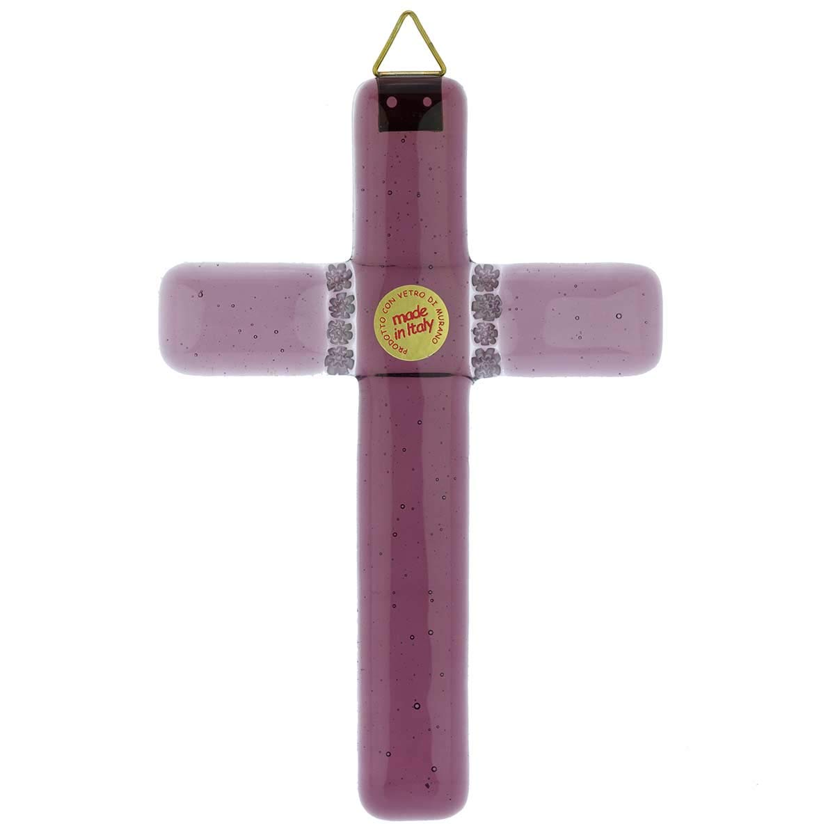 Venetian Murano Glass Wall Crucifix - Handmade Italian Religious Art for Home & Church Decor | Perfect for Gifts, Prayer Spaces & Sacred Interiors