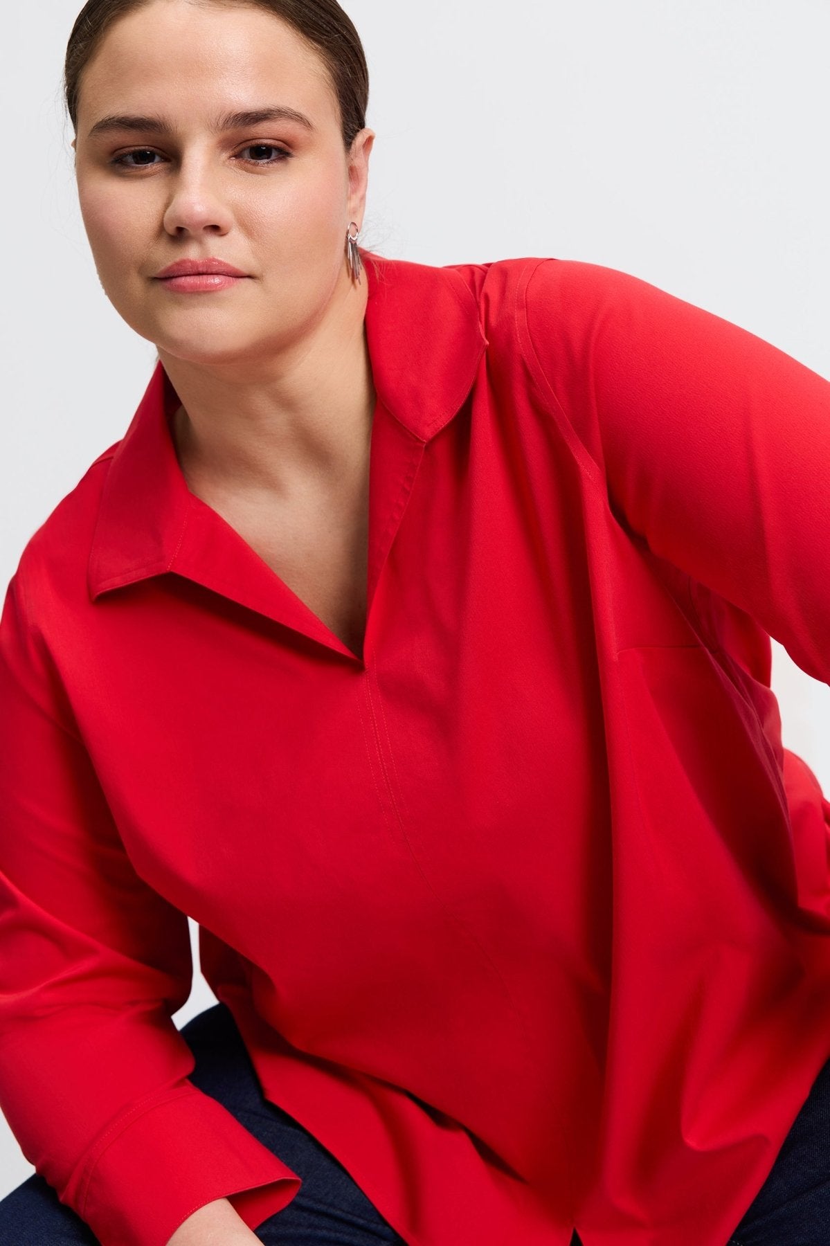 Agnes Plus Wrinkle-Free Stretch Long Sleeve Popover Shirt for Women | Comfortable Office & Casual Wear | Easy Care Business & Travel Shirt