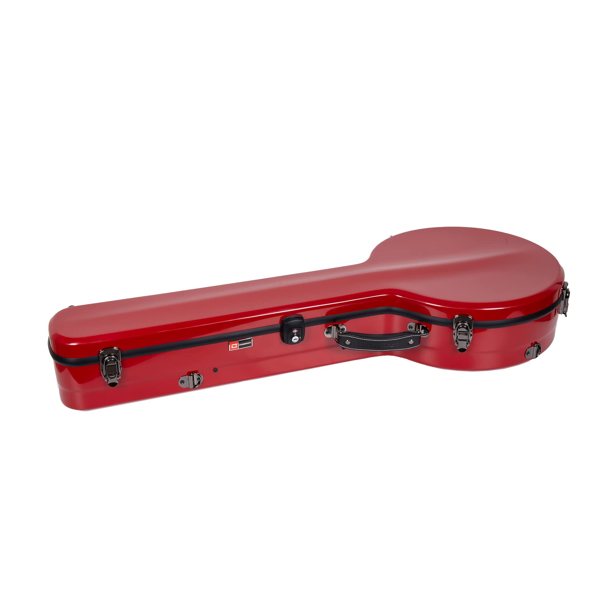 Crossrock Fiberglass Banjo Case for Mastertone & Most 5-String Banjos - Padded Straps, Interior Storage, Adjustable Padding & TSA Lock - Durable Protection for Travel & Performances - Red