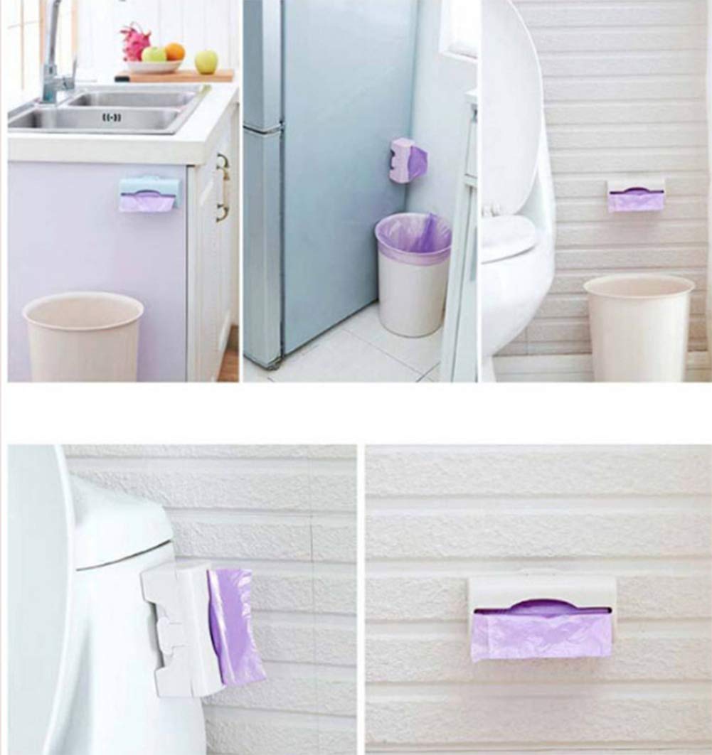 AKOAK Plastic Garbage Bag Stand Dispenser - Wall Mounted Trash Bag Holder for Kitchen, Bathroom & Living Room - Multi-Color Waste Storage Box (Grey White) - Perfect for Home, Office & RV Organization