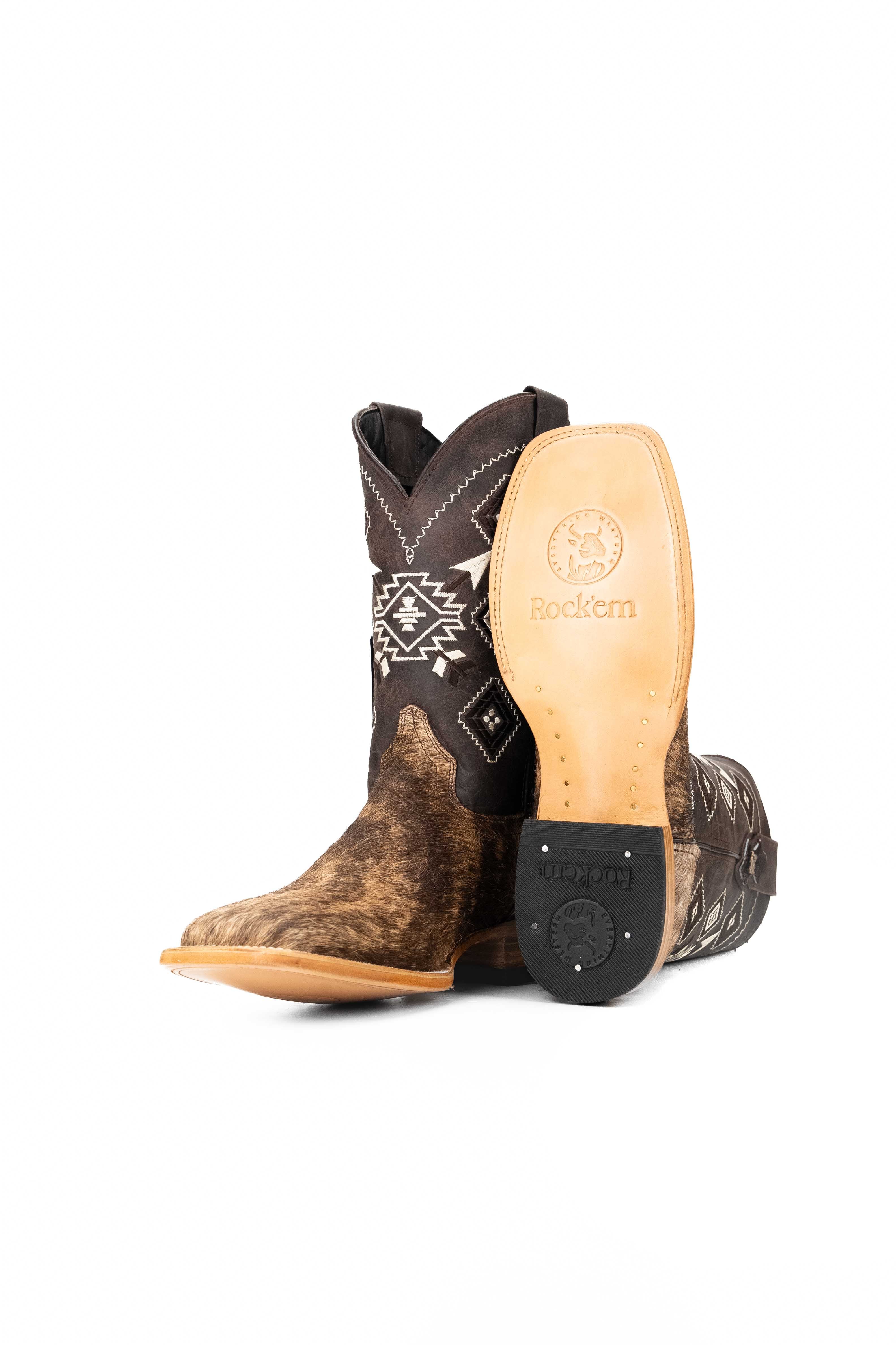 Authentic Men's Cowhide Square Toe Cowboy Boots - Size 10 - Durable & Comfortable Western Boots for Rodeo, Country Dancing & Outdoor Adventures