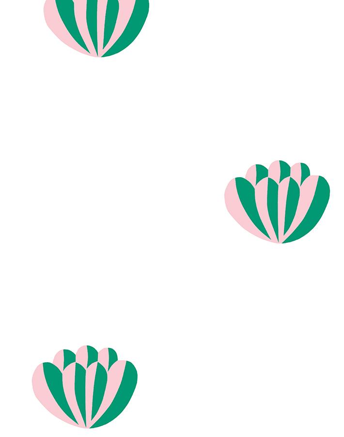 Clare V. 'Lotus' Emerald Pink Wallpaper - Premium Peel & Stick Wallpaper for Bedroom, Living Room, Nursery Decor