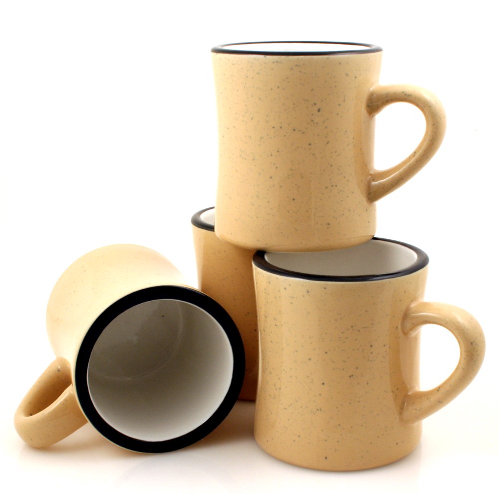 10oz Ceramic Campfire Mugs Set of 4 - Sand Color for Outdoor Camping, Picnics & Rustic Home Decor
