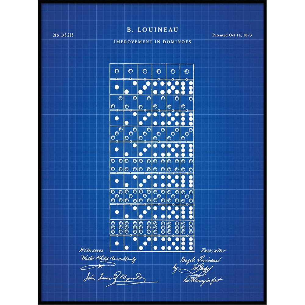 Vintage Dominoes Game Poster - Classic Family Game Wall Art, Dominos Decor, Game Patent Print QP233 - Perfect for Game Rooms, Living Rooms & Man Caves