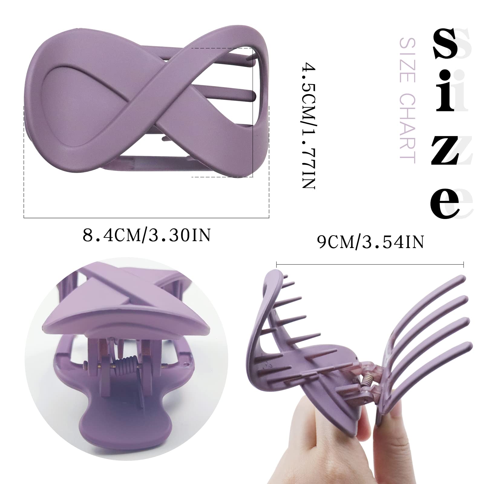 Kavya 4-Piece Non-Slip Hair Claw Clips for Women & Girls - Large Black Hair Clips for Thick Hair - Perfect for Updos, Ponytails & Everyday Styling