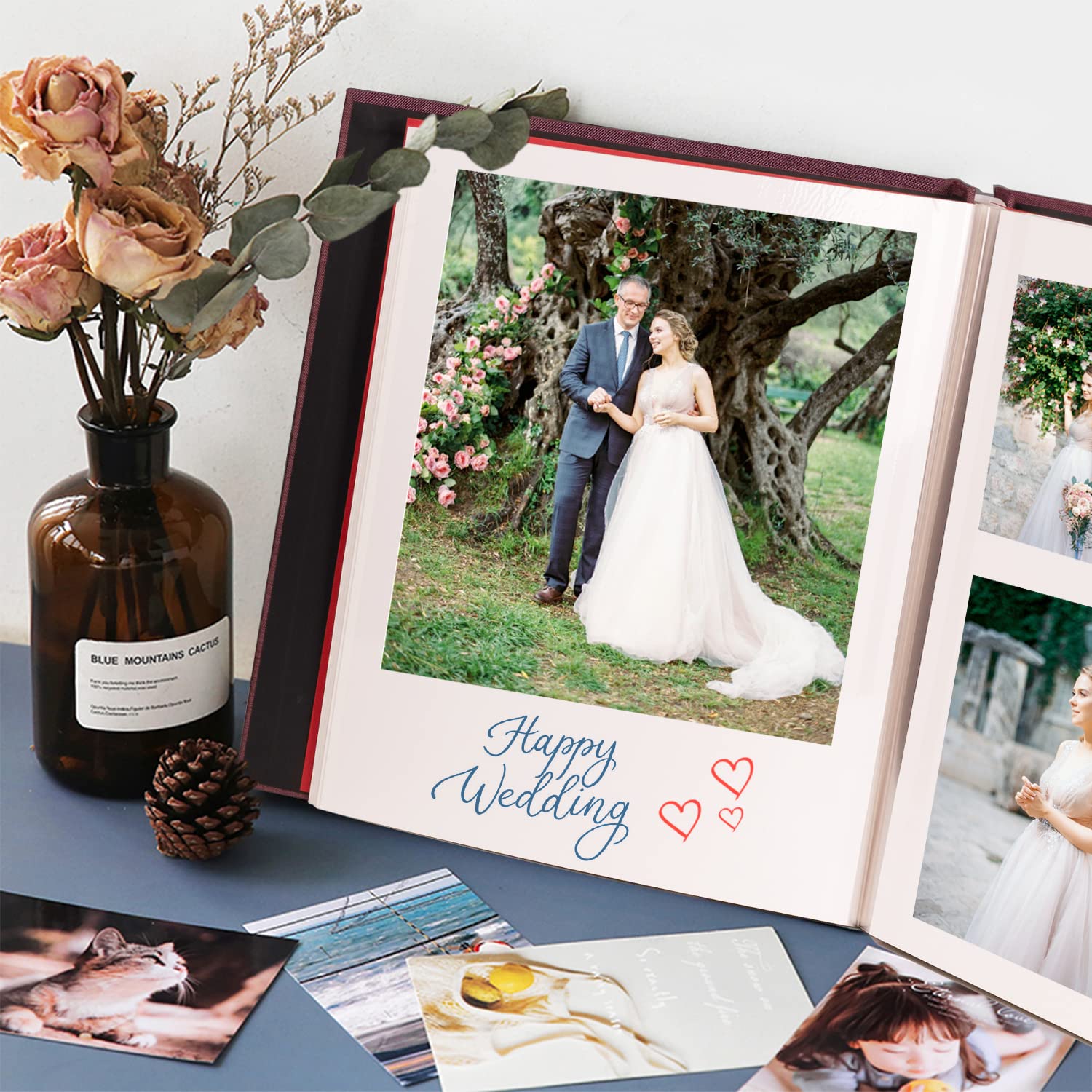 Magnetic Scrapbook Photo Album DIY - 60 Blank Self-Adhesive Pages (13x12.6 Inch) Dark Green Linen Cover - Holds 4x6, 8x10 & 10x12 Photos - Includes 10 Metallic Pens - Perfect for Family Memories, Wedding Albums & Creative Scrapbooking Projects
