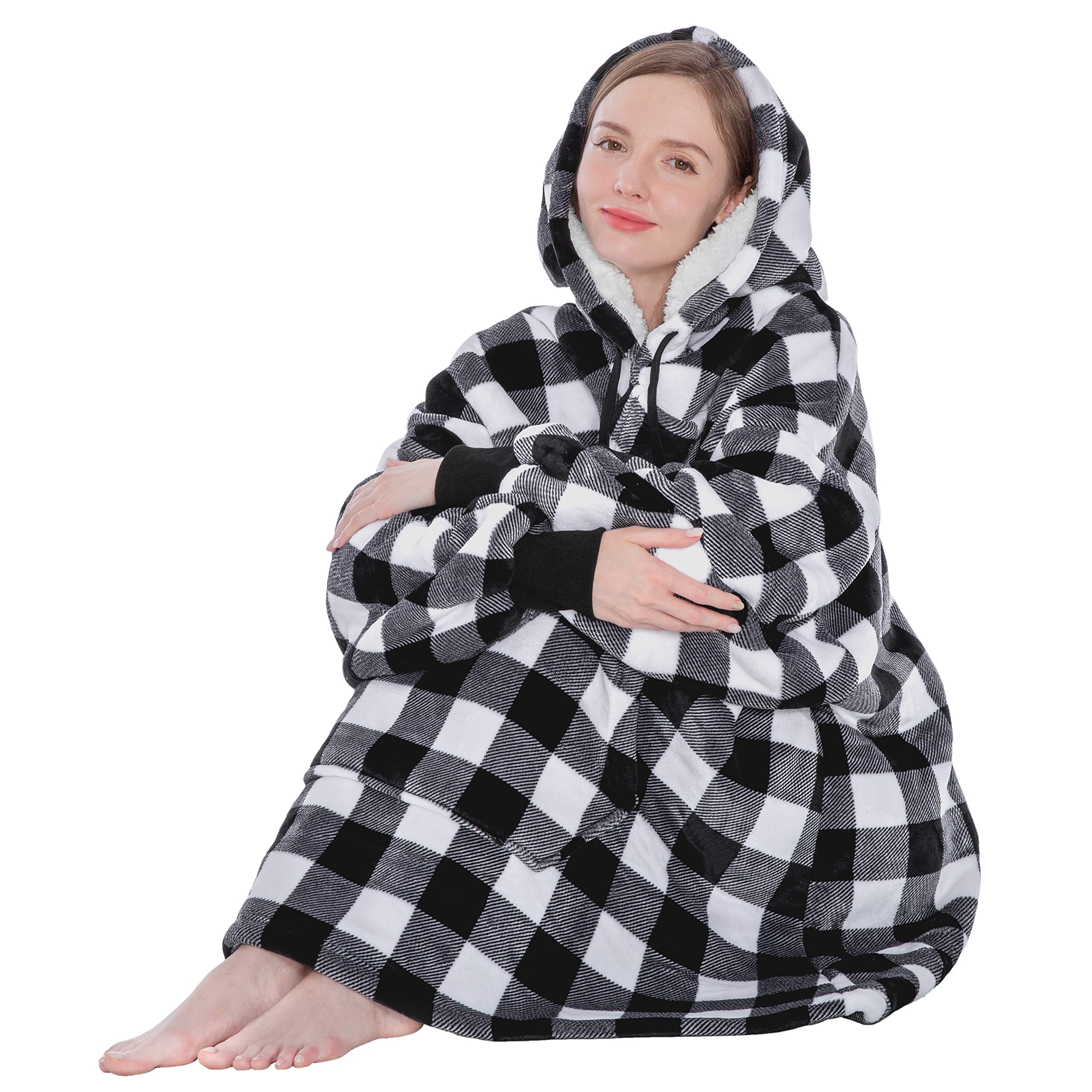 PAVILIA Women's Sherpa Wearable Blanket Hoodie - Oversized Cozy Hooded Sweatshirt Blanket for Men & Women | Perfect for Lounging, Camping & Cold Weather