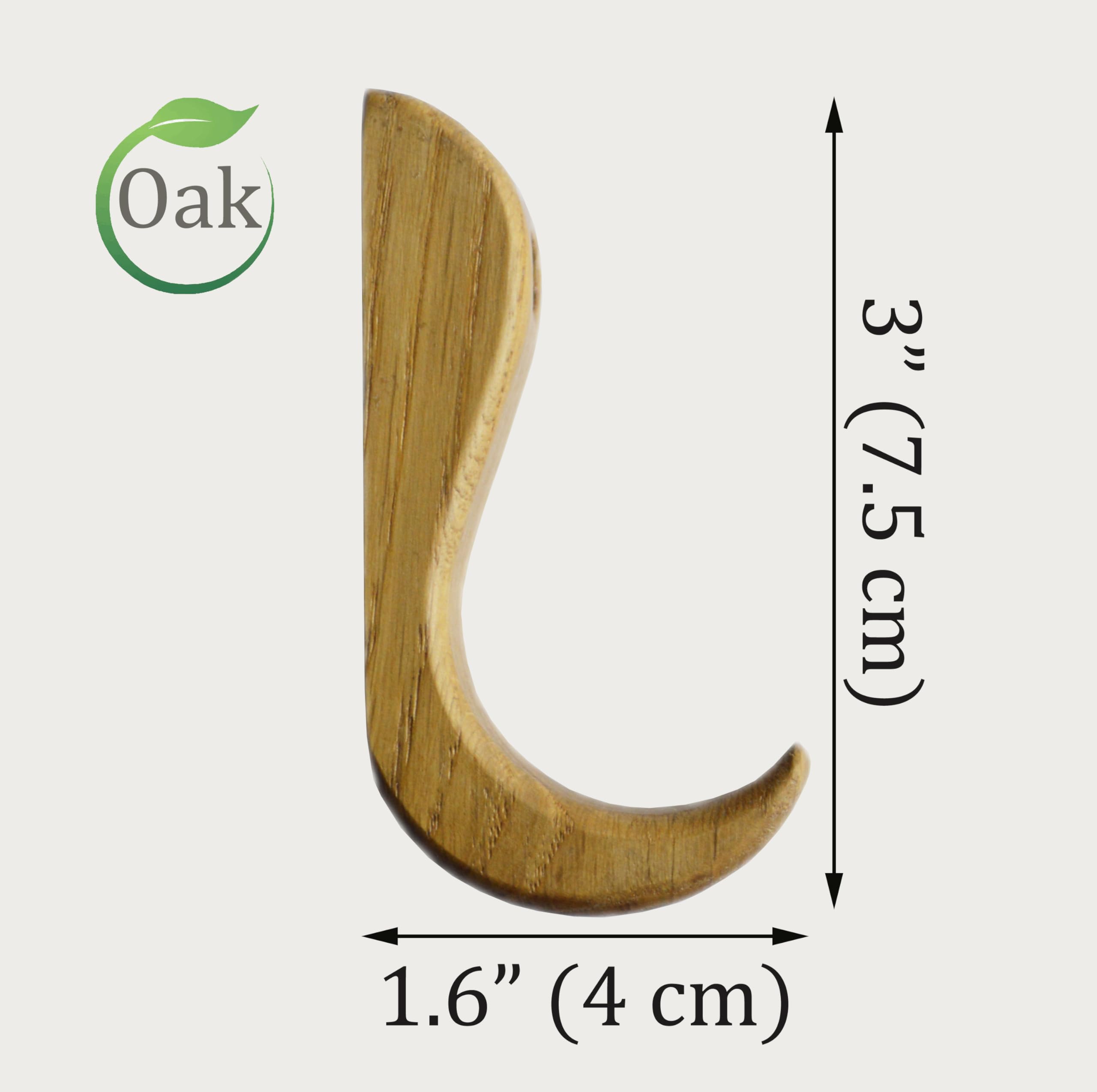 Solid Oak Wall Hooks Set of 3 - Minimalist Scandinavian Style Wooden Coat & Clothes Hangers - Durable Bathroom Towel Hooks for Home & Office Organization - Perfect for Entryway, Bedroom, and Bathroom Storage
