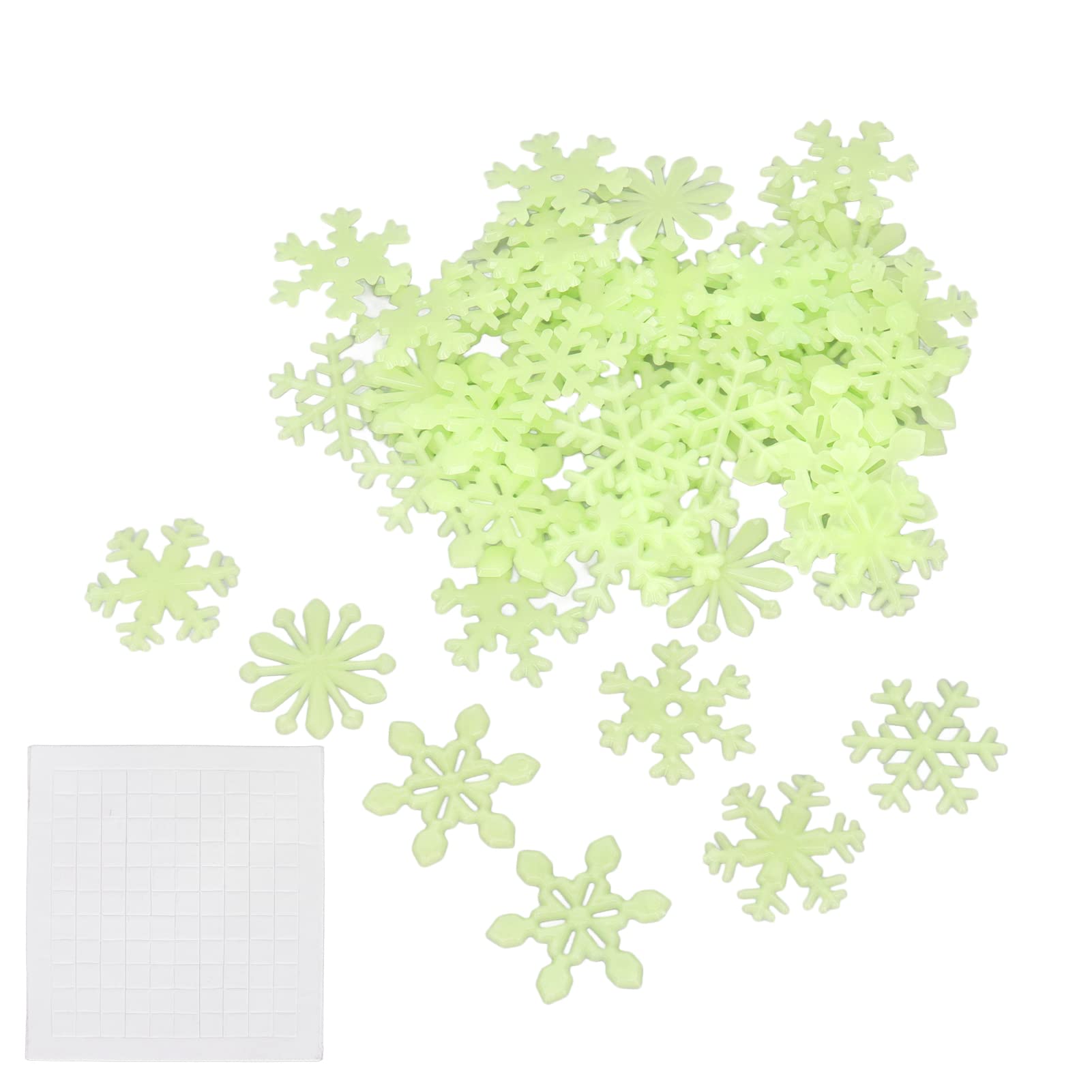 Glow in the Dark Christmas Snowflake Window Stickers - Luminous Holiday Decals for Windows, Walls & Glass - Green Glowing Winter Decor for Home, Office & Party Decorations