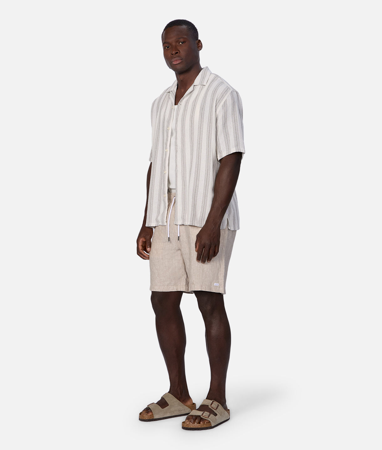 Granada Short Sleeve Shirt for Men - Breathable Cotton Casual Button Down Shirt in Off White & Stone Colors | Perfect for Summer Outfits, Beach Wear and Office Casual Style