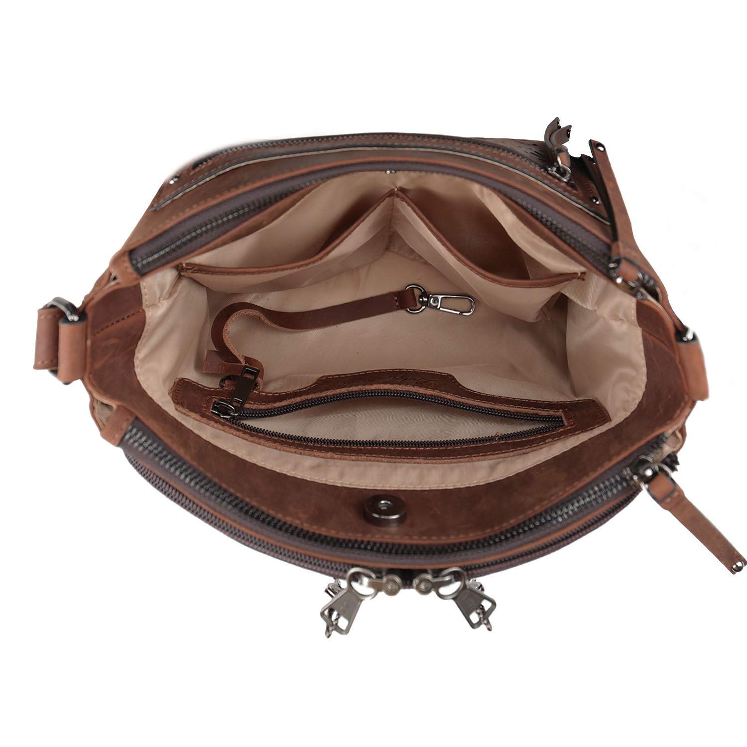 Brynlee Distressed Leather Concealed Carry Crossbody Bag - Medium Brown CCW Purse for Women | Perfect for Everyday Use, Travel & Self-Defense