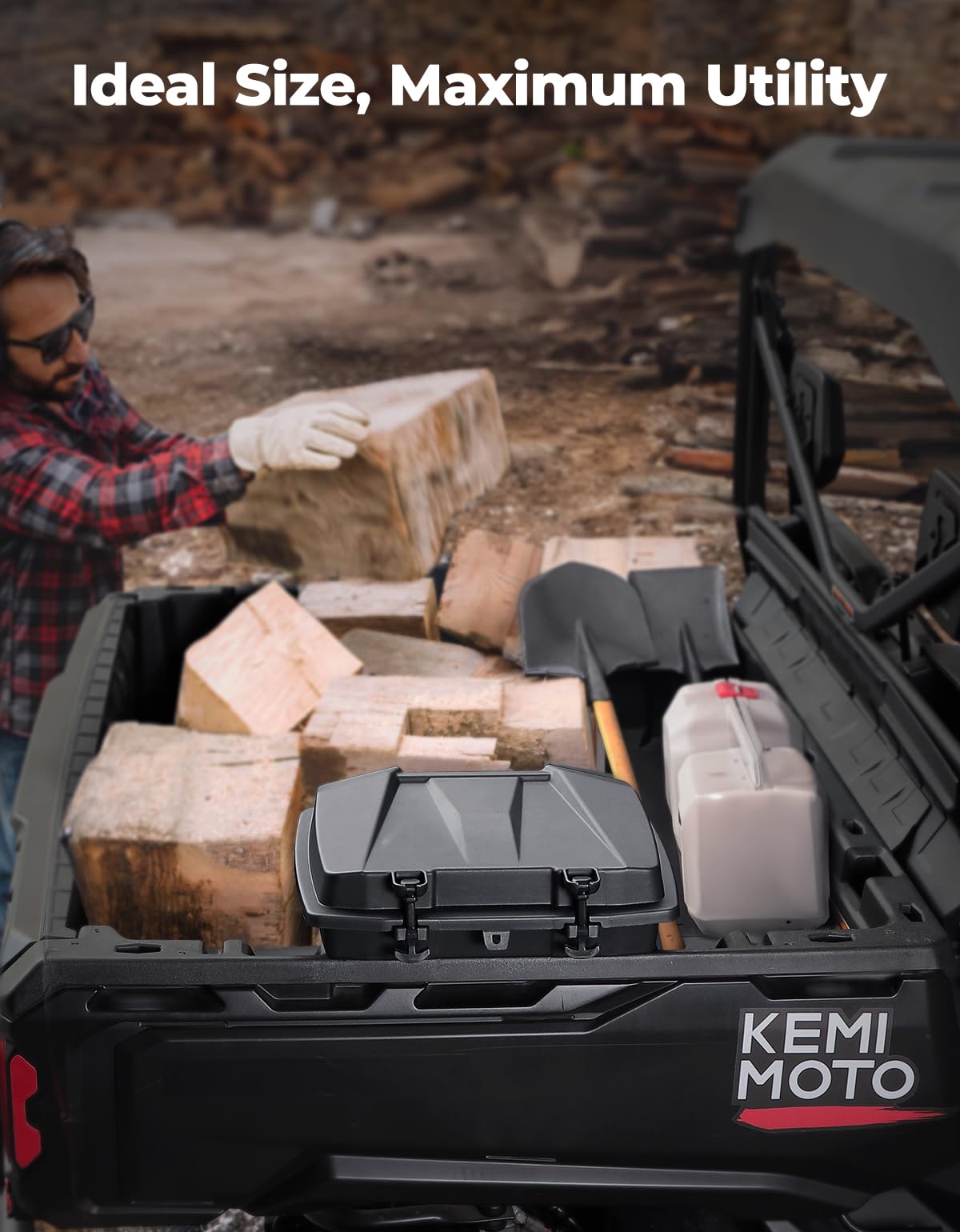 KEMIMOTO UTV Bed Storage Box - 7.4 Gallon Waterproof Lockable Cargo Organizer for Can-Am Defender & Defender MAX (2016-2025) | Heavy-Duty Trunk Bin with Easy Installation | Perfect for Off-Road Adventures, Hunting Gear Storage & Camping Equipment Organization
