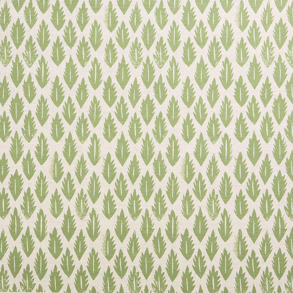 Leaf Printed Linen Cotton Fabric - Soft Breathable Moss Green Textile for Home Decor, DIY Crafts & Upholstery Projects