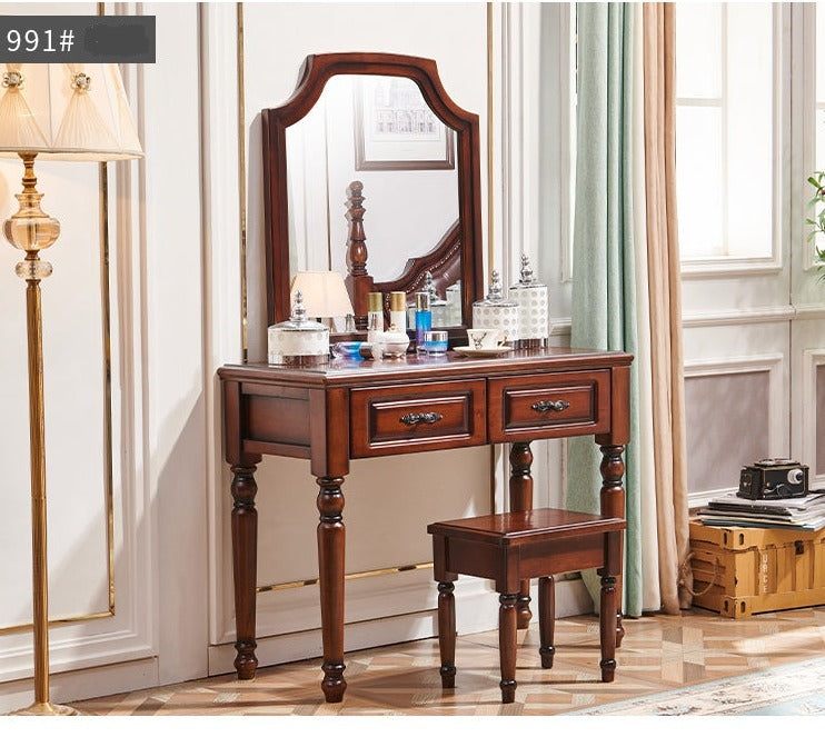 CHARLOTTE Hilton American Country Style Vanity Dressing Table with Mirror - Perfect for Bedroom Makeup & Jewelry Organization