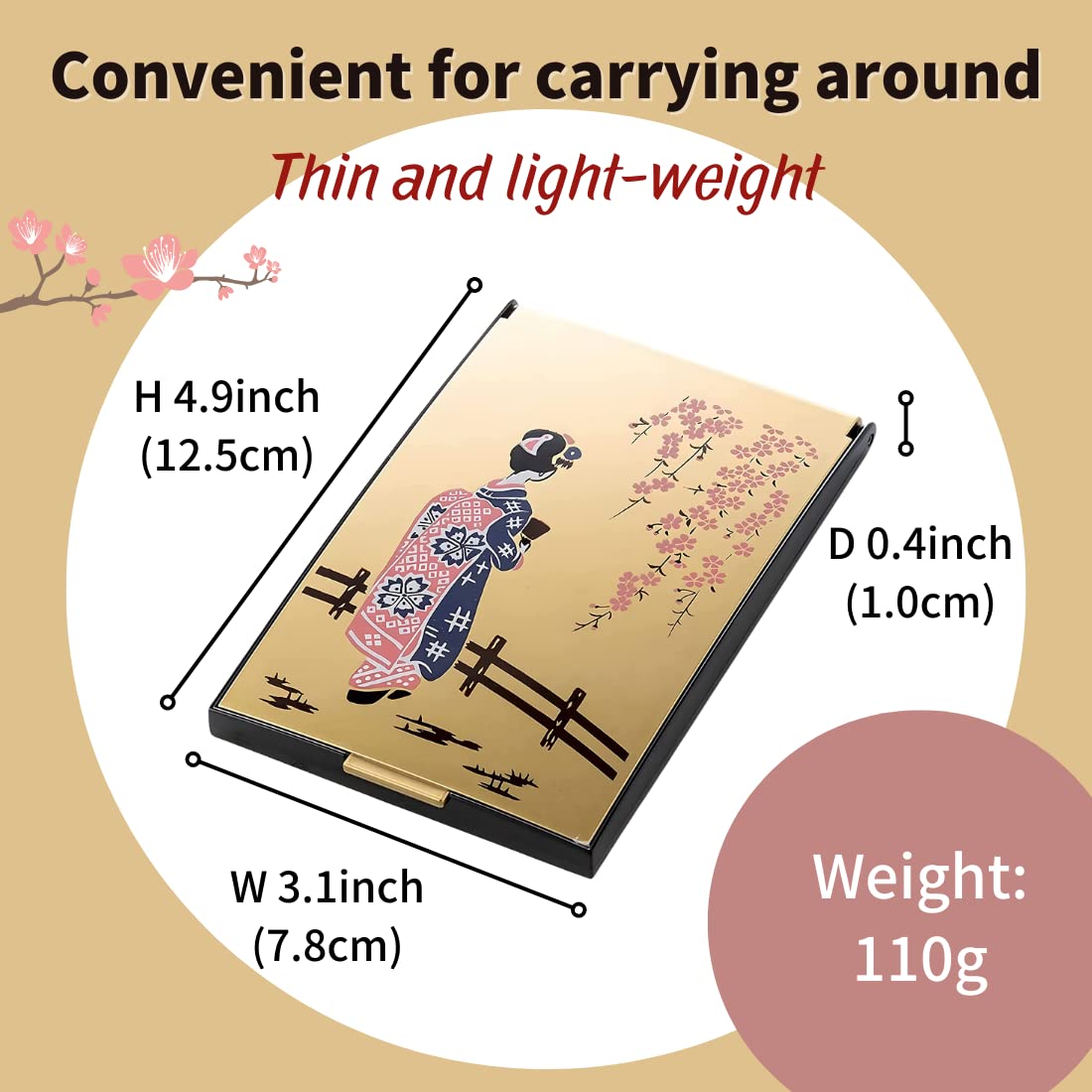 Premium Japanese Maki-e Art Compact Makeup Mirror by HORIUCHI - 2-Sided 1X/3X Magnification, Travel Size, Elegant Gift for Makeup Lovers | Perfect for Home Vanity, Travel Essentials & Luxury Gift Giving