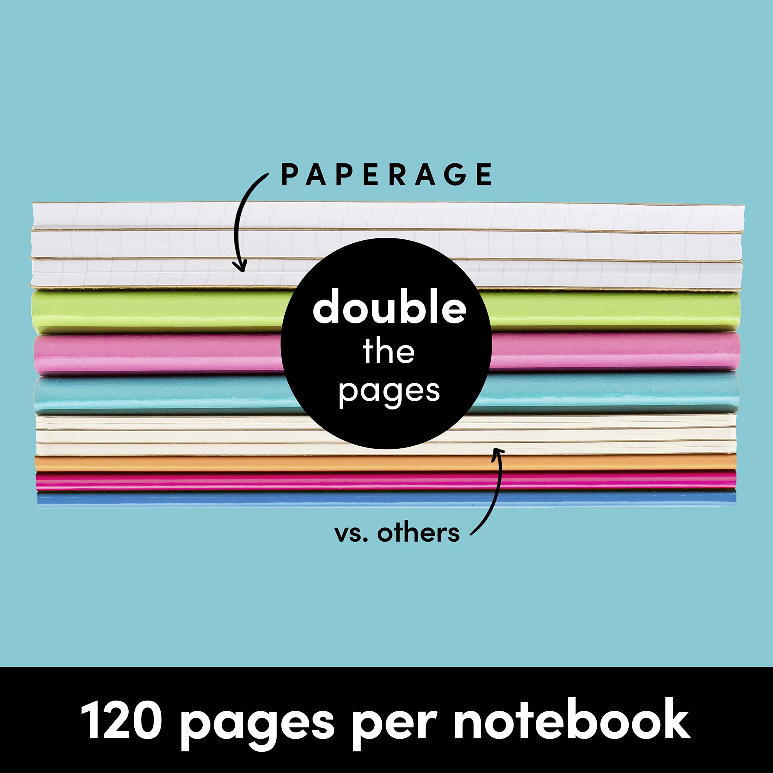 PAPERAGE 72-Pack Composition Notebooks - College Ruled Lined Paper, 120 Pages, Kraft Cover with Rainbow Spines, 8