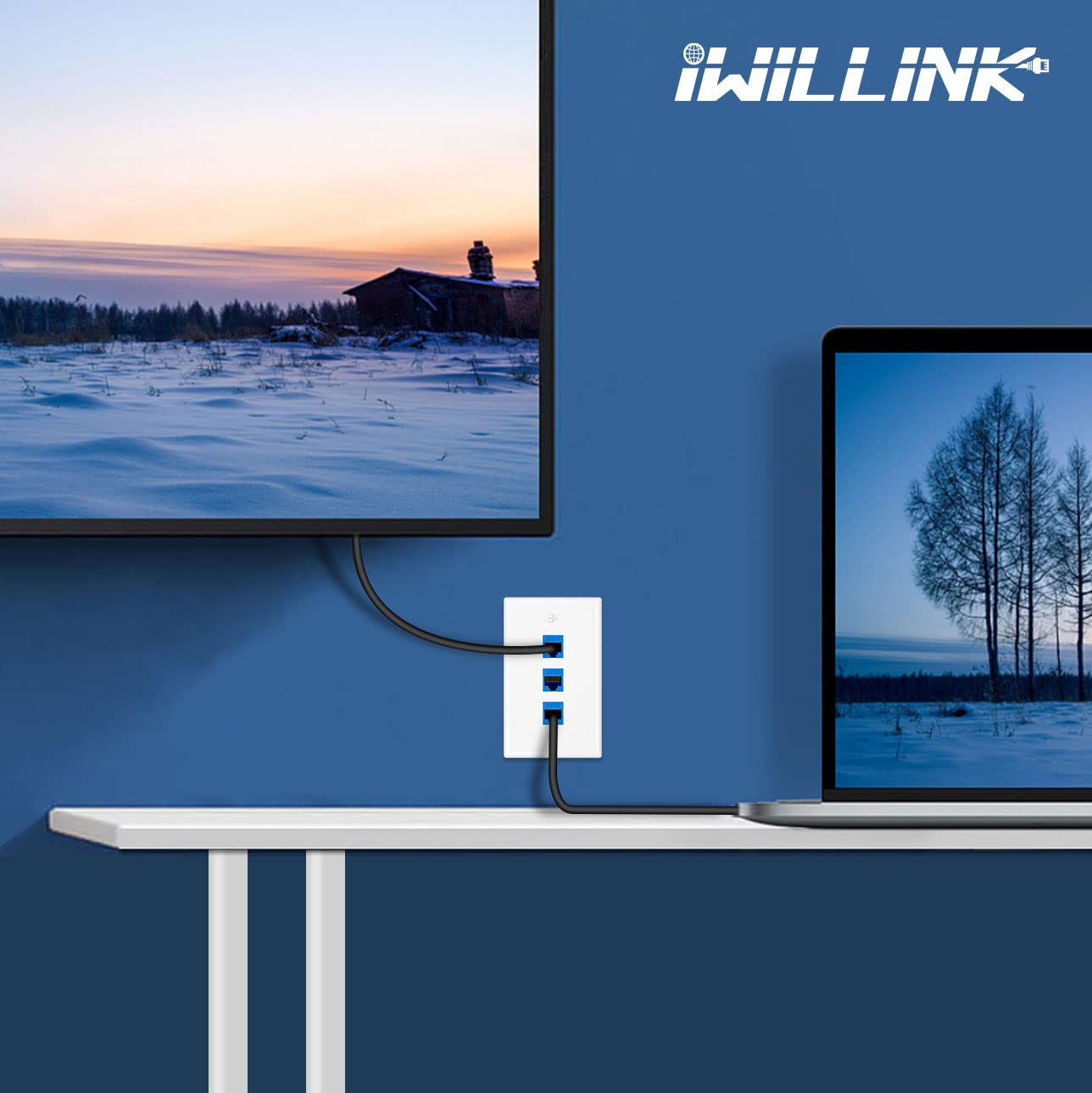 Iwillink 10-Pack Low Profile 3-Port Keystone Wall Plate for Ethernet & Network Jacks - White - Perfect for Home & Office Network Installations