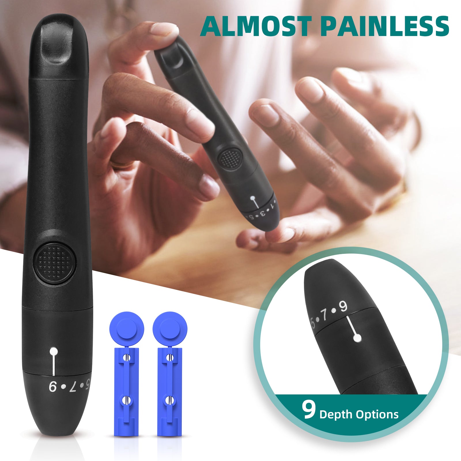 LPOW Blood Glucose Monitor Kit - 100 Test Strips, 100 Lancets, Blood Sugar Meter, Control Solution, Lancing Device & Travel Case - Home Diabetes Testing for Adults & Seniors - Perfect for Daily Monitoring & Travel