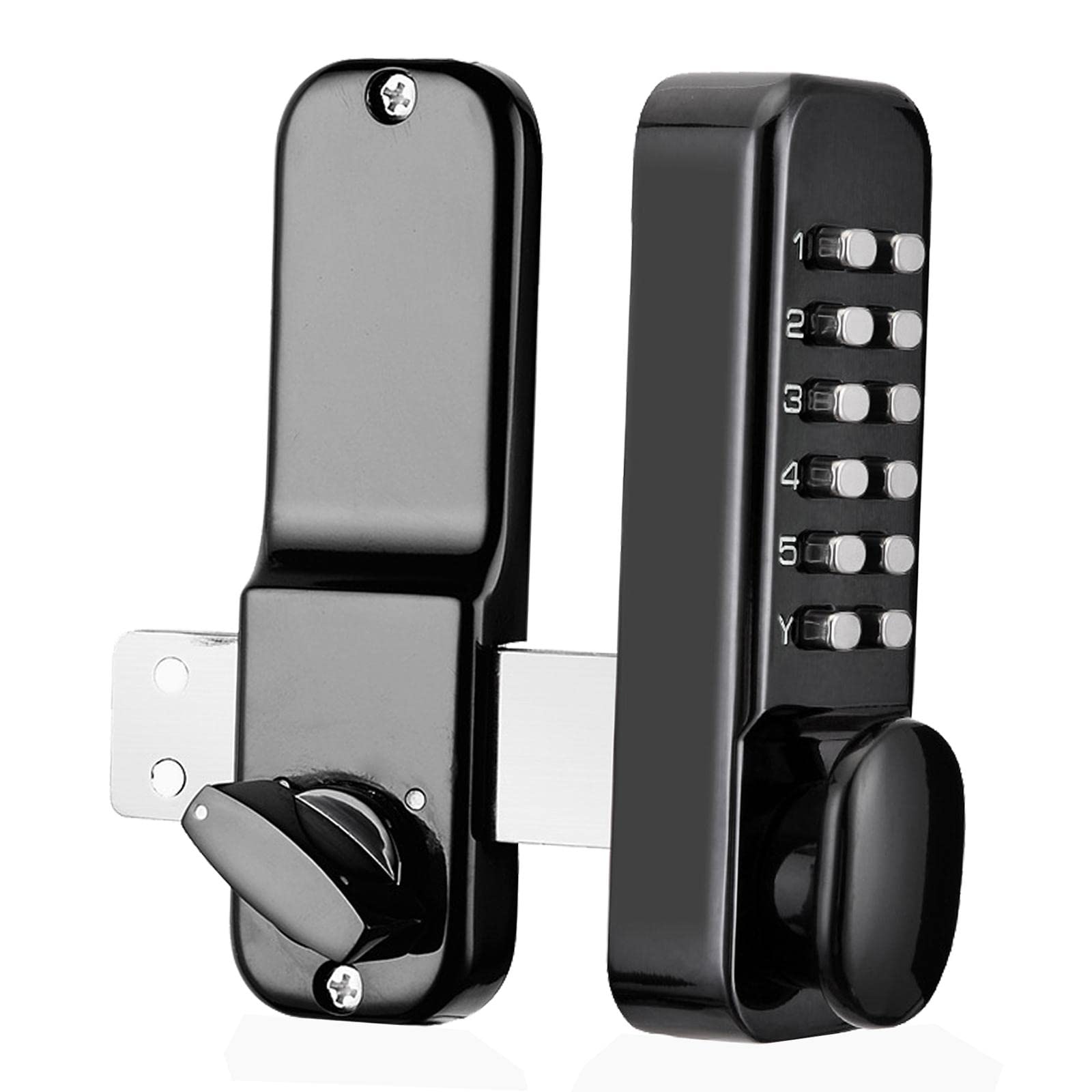SM SunniMix Keyless Entry Door Lock - Waterproof Mechanical Keypad with Digital Push Button Combination for Front Door, Apartment, Home & Bedroom (Black) | Secure Smart Lock for Easy Keyless Access & Enhanced Home Security