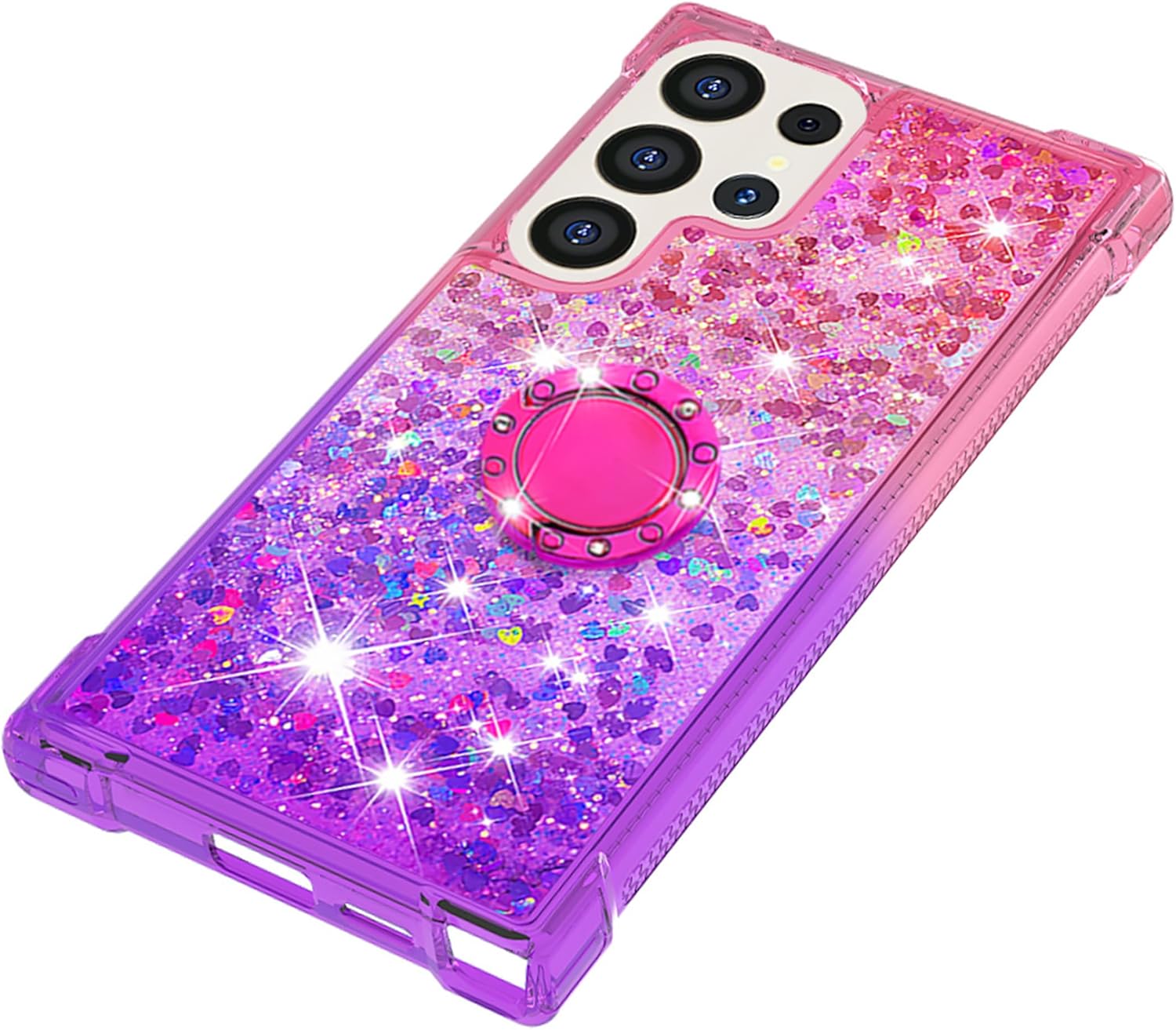 Samsung Galaxy S25 Plus Case with Glitter Design, Kickstand & Gradient Quicksand Texture - Perfect for Everyday Protection & Hands-Free Viewing