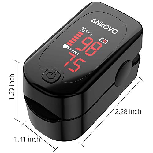 ANKOVO Finger Pulse Oximeter - Accurate Blood Oxygen Saturation (SpO2) Monitor with Heart Rate & Pulse Rate Measurement - Ideal for Home Use, Sports & Travel