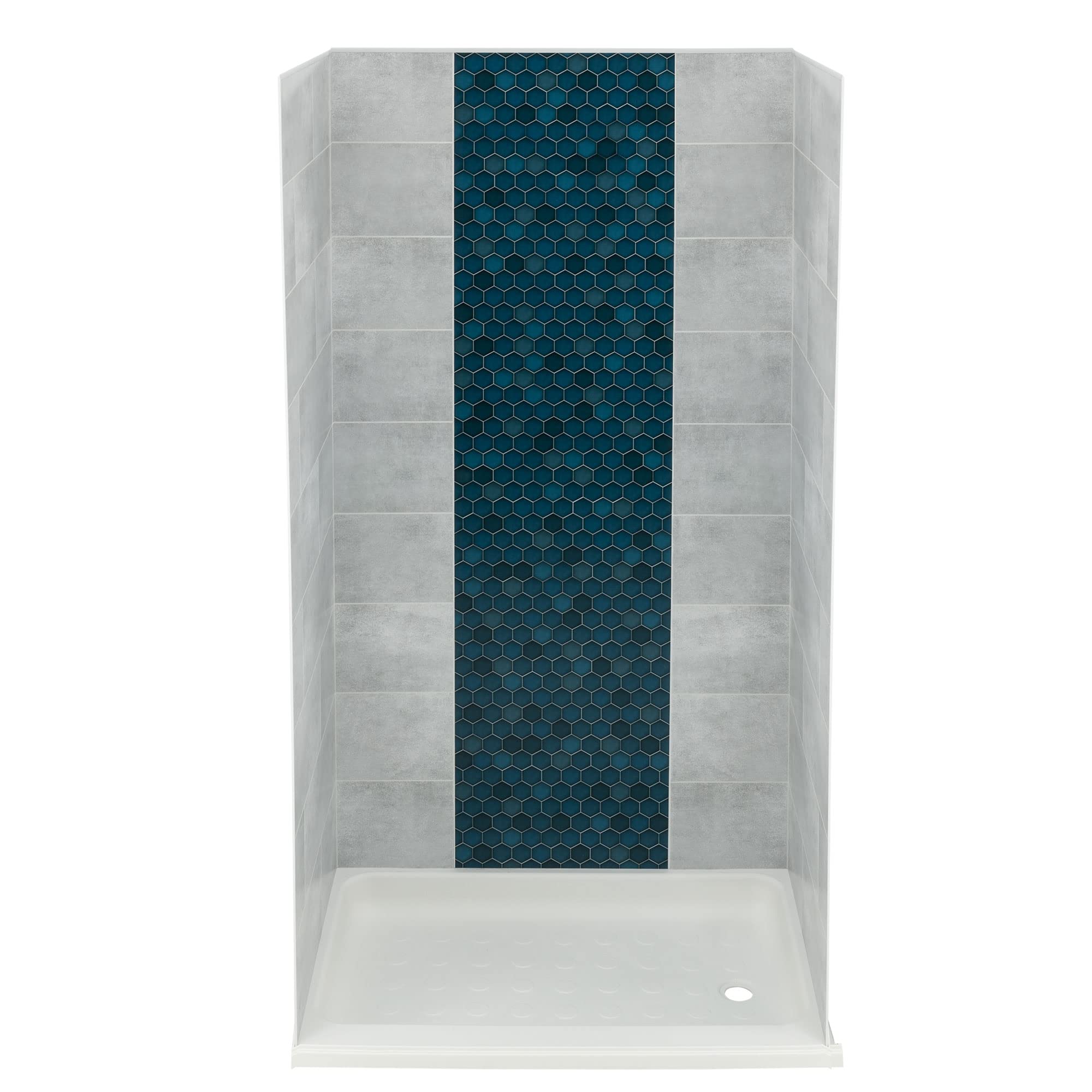 RecPro RV Shower Surround - One Piece ABS Design, No Grout or Adhesive Needed, Easy to Clean (Teal Waterfall Accent, 36