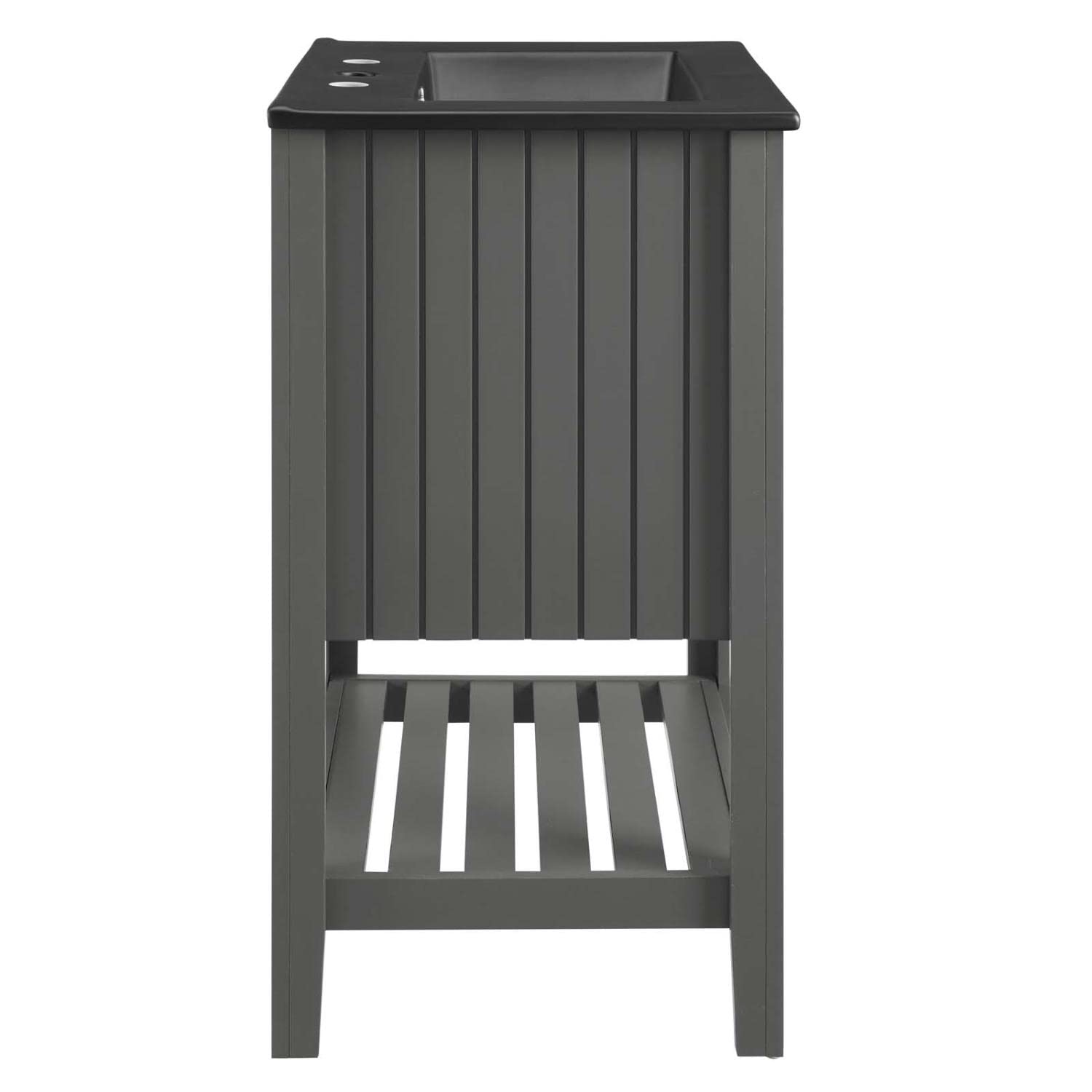 Modway Prestige 24 Inch Gray Black Bathroom Vanity with Sink - Modern Space-Saving Storage Solution for Small Bathrooms & Powder Rooms