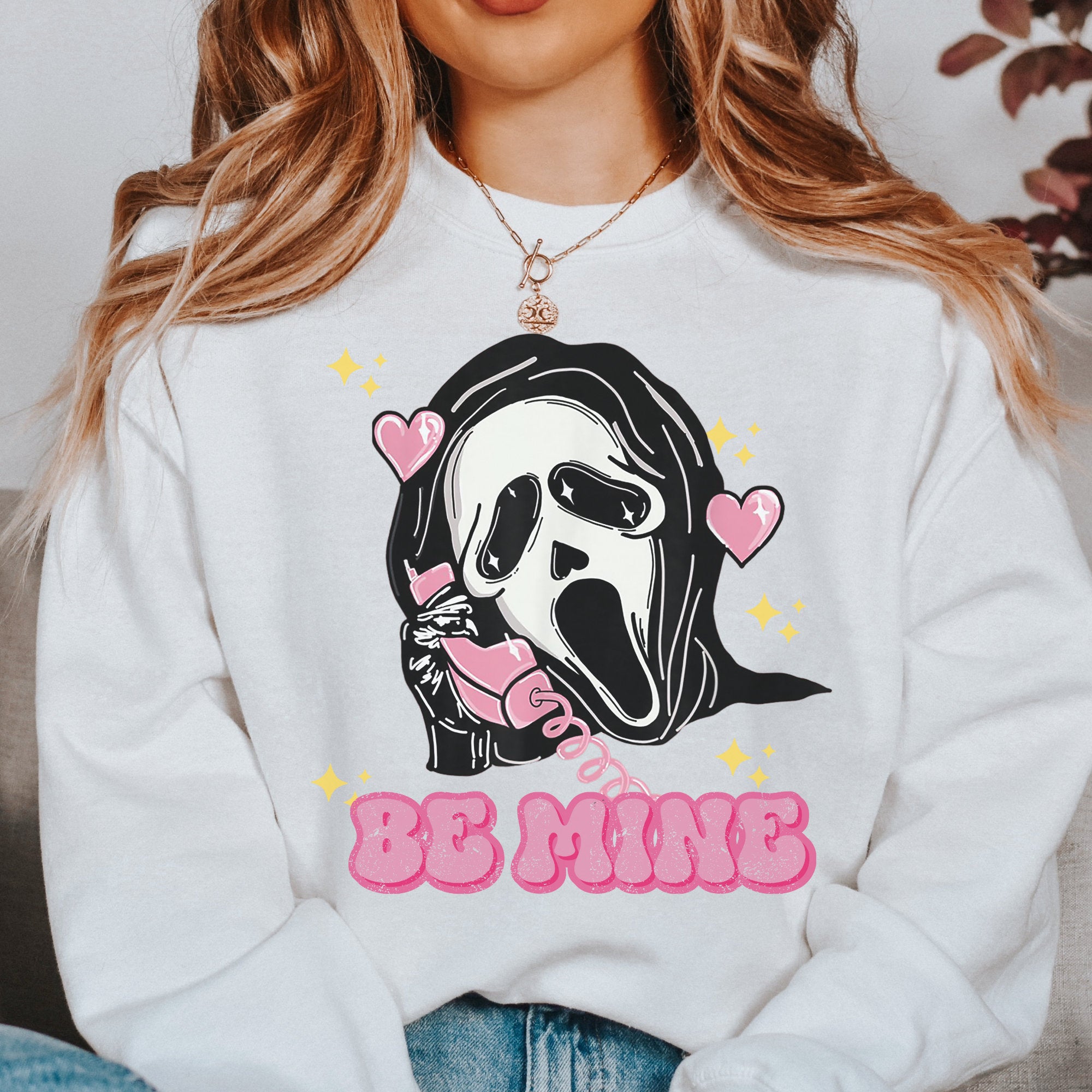 Spooky Valentine's Day Scream Ghostface Horror Hoodie - 'No You Hang Up' Funny Halloween Sweatshirt - Perfect Valentine's Gift & Be Mine Present for Horror Movie Fans - Great for Halloween Parties & Scary Movie Nights