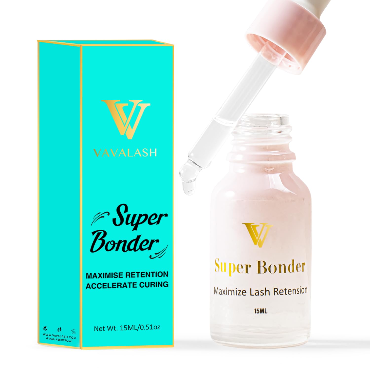 VAVALASH Professional Eyelash Extension Bonder & Glue Accelerator - 15ml Waterproof & Oil-Proof Formula for Longer Lash Retention & Faster Drying | Perfect for Salon Professionals & DIY Lash Extensions at Home