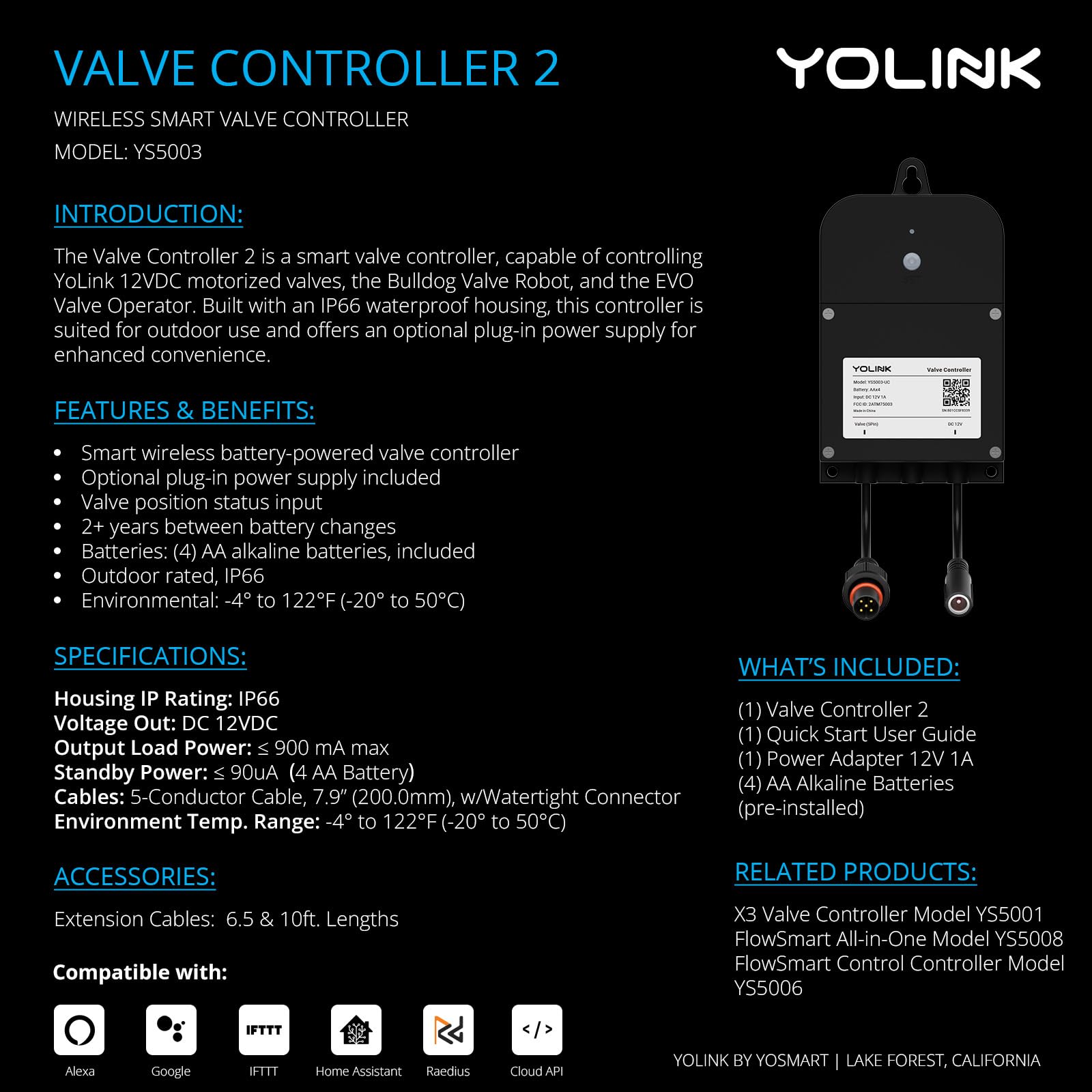 YoLink Wireless Smart Valve Control Kit - 1/2