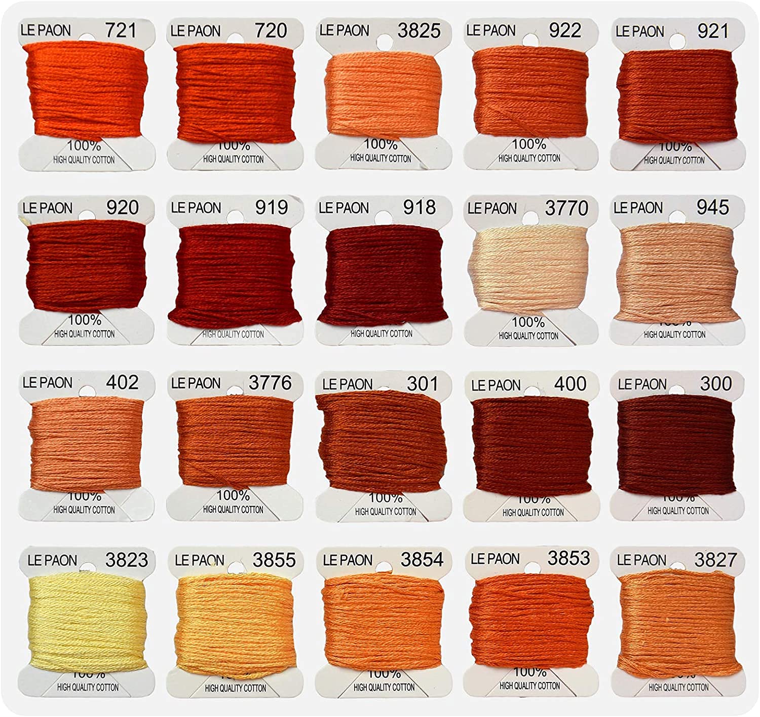 Embroidery Floss Bobbins - Cross Stitch Threads for Friendship Bracelets & DIY Crafts - 20-Pack Orange Red Gradient Floss - Perfect for Needlework, Scrapbooking & Handmade Jewelry