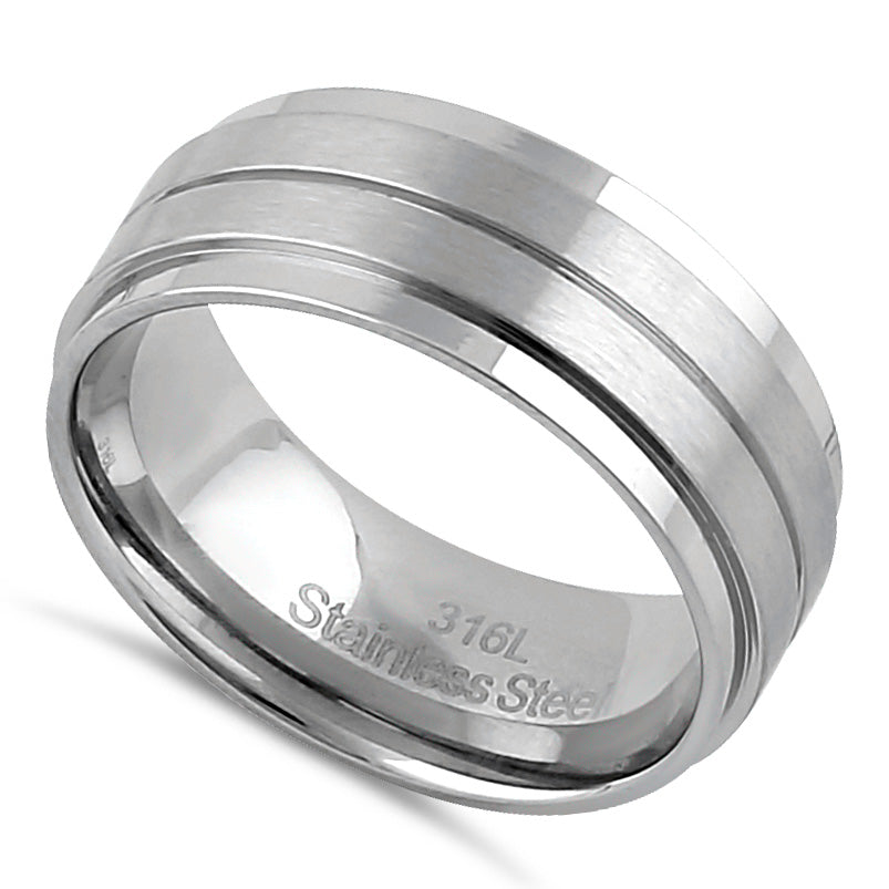 8mm Brushed Stainless Steel Men's Wedding Band - Durable, Hypoallergenic Ring for Men, Perfect for Engagements, Anniversaries & Everyday Wear