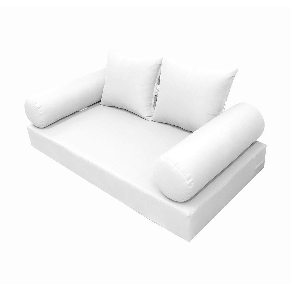 Prolinemax Outdoor Style 4 Full Knife Edge Daybed Mattress Cover - Waterproof Fitted Sheet with Bolster Pillow for Patio, Poolside & Sunbathing (AD106)