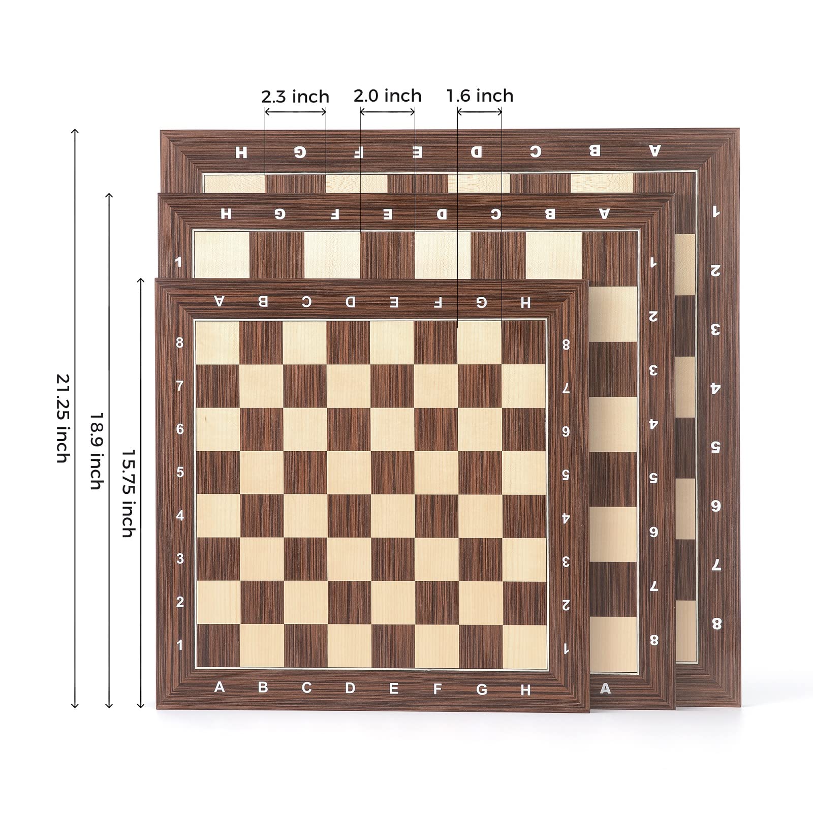 Woodronic 21-Inch Professional Tournament Chess Board with 2.25-Inch Squares - Premium Wooden Chess Set for Adults - Perfect Gift for Chess Players & Enthusiasts - Great for Home, Office, or Chess Club Games