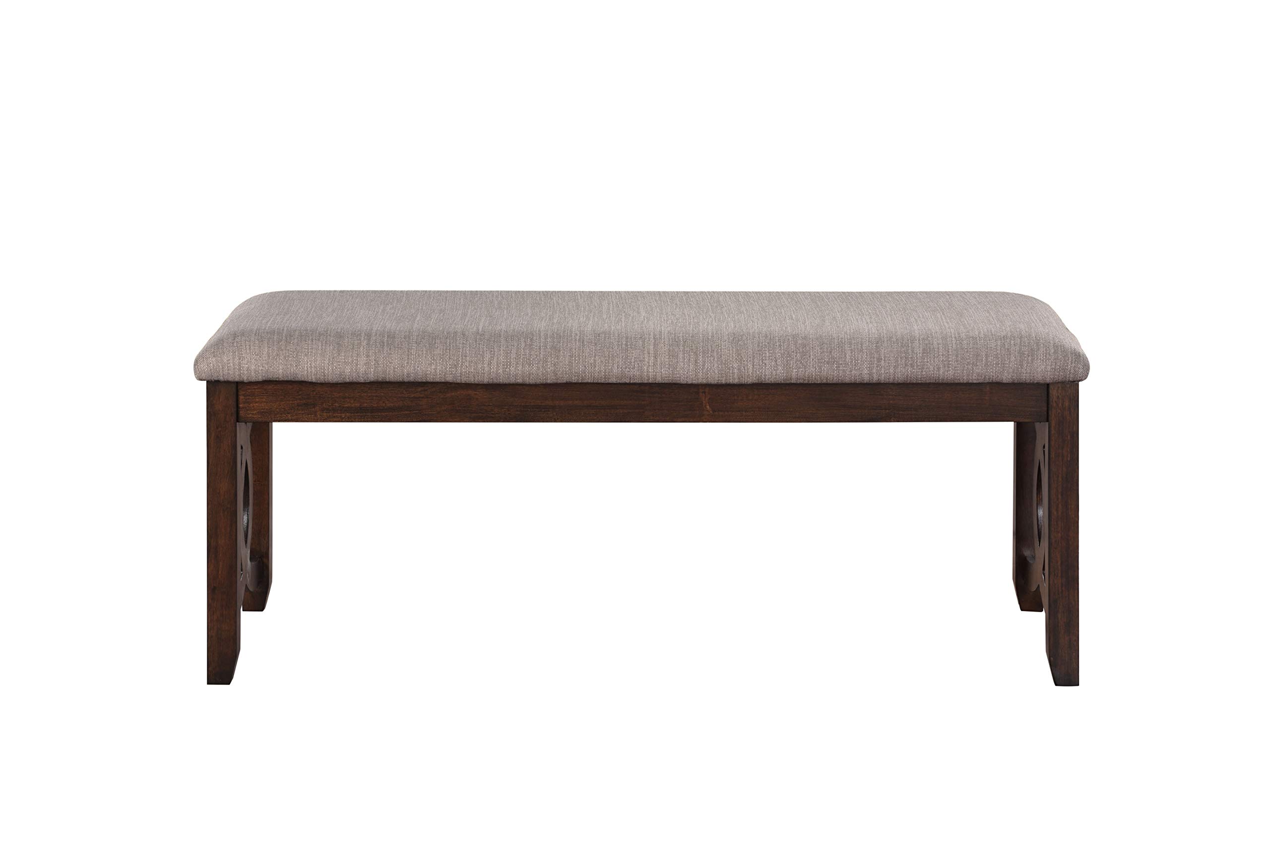 Gia Upholstered Dining Bench - Classic Cherry Brown Fabric Dining Room Furniture for Kitchen, Breakfast Nook & Entryway Seating