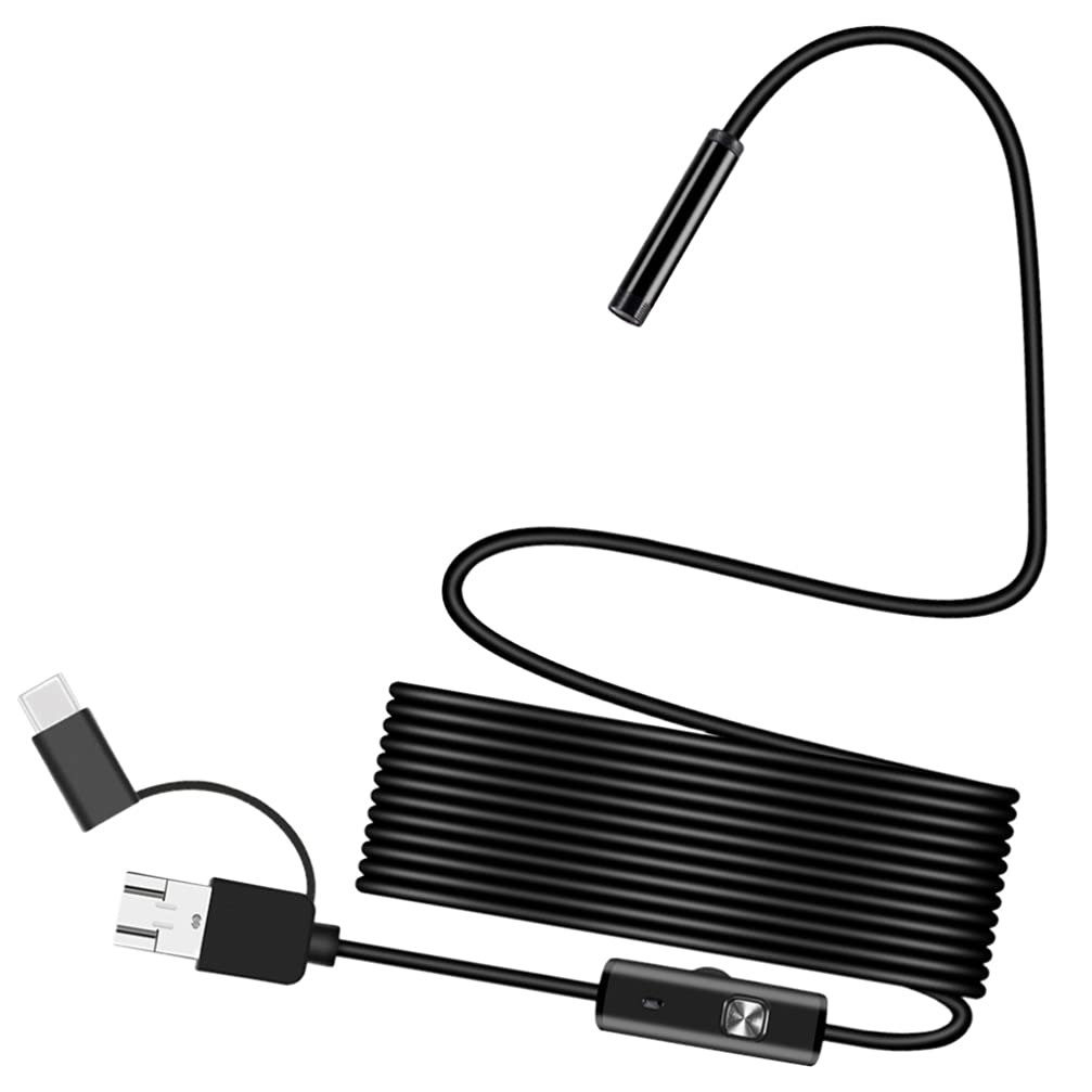 Hemobllo 8.0mm Endoscope Inspection Camera - 3-in-1 HD Borescope with USB/Micro USB/Type-C Connectors, Waterproof Snake Camera for Android & iPhone (1m Cable) - Perfect for Plumbing, HVAC & Automotive Inspections