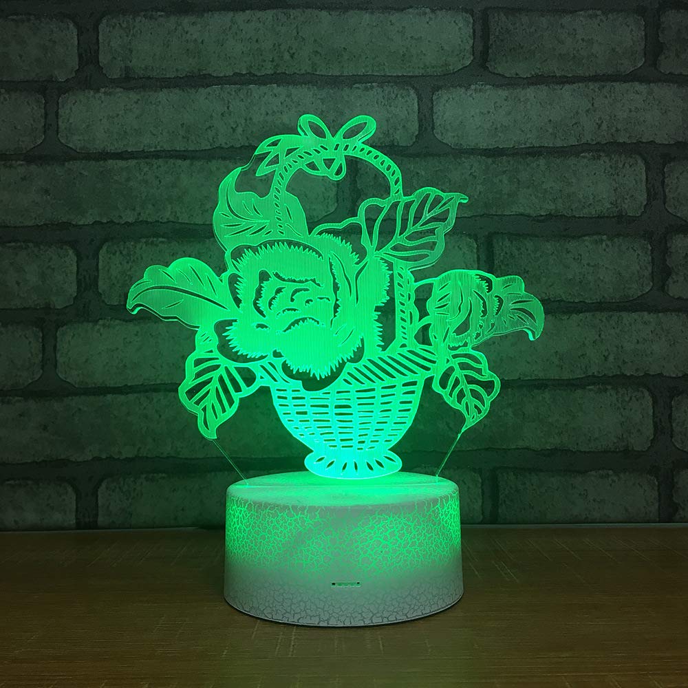 3D Flower Night Light LED Touch Lamp - 7 Color Changing Optical Illusion Table Lamp for Bedroom Decor, Kids Room, Christmas Gift, Birthday Present, Home Office Desk Lighting (Warm White & RGB) | Perfect for Nursery, Romantic Decor, Study Room and Gift Giving