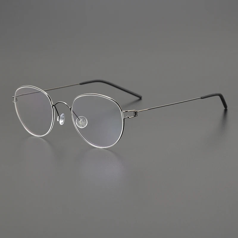 Stylish Black Titanium Oval Full Rim Screwless Eyeglasses for Women - Perfect for Work, Reading & Everyday Fashion
