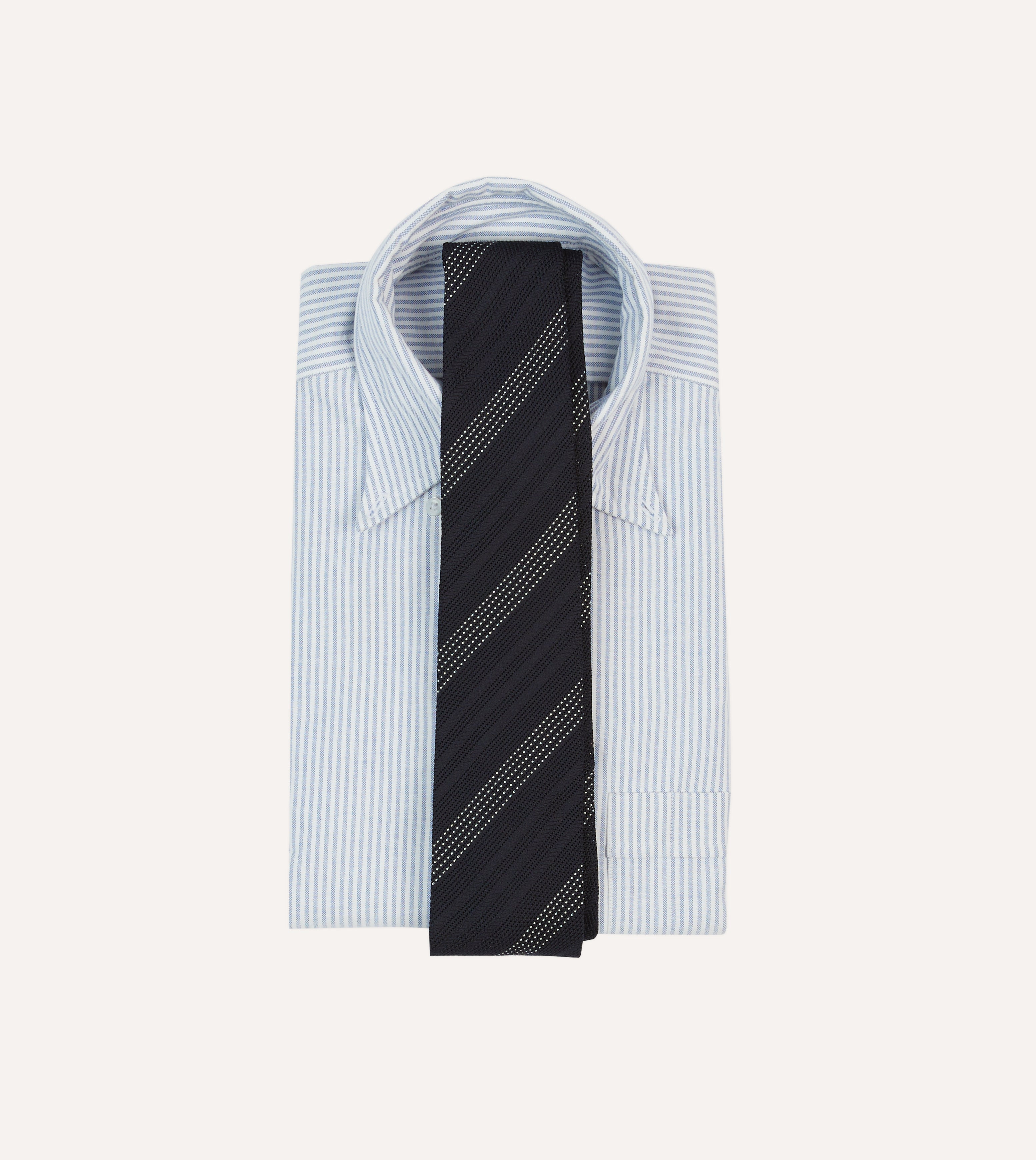 Premium Navy & White Striped Hand-Rolled Silk Grenadine Necktie for Men - Perfect for Weddings, Business Meetings & Formal Occasions
