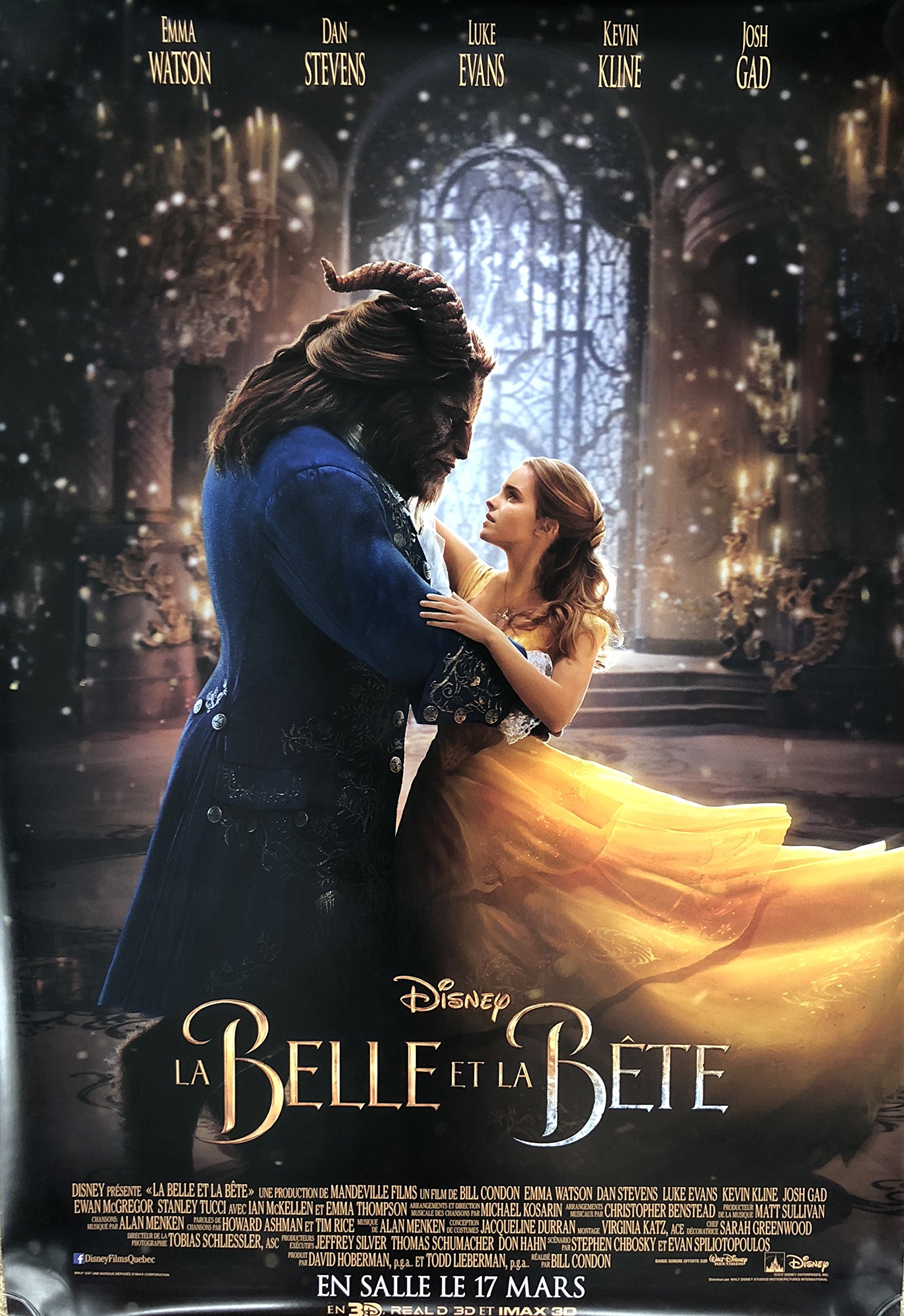 Beauty and the Beast (2017) Original Authentic French Double-Sided Movie Poster 27x40 - Set of 2 - Emma Watson, Dan Stevens - Perfect for Disney Fans & Home Theater Decor